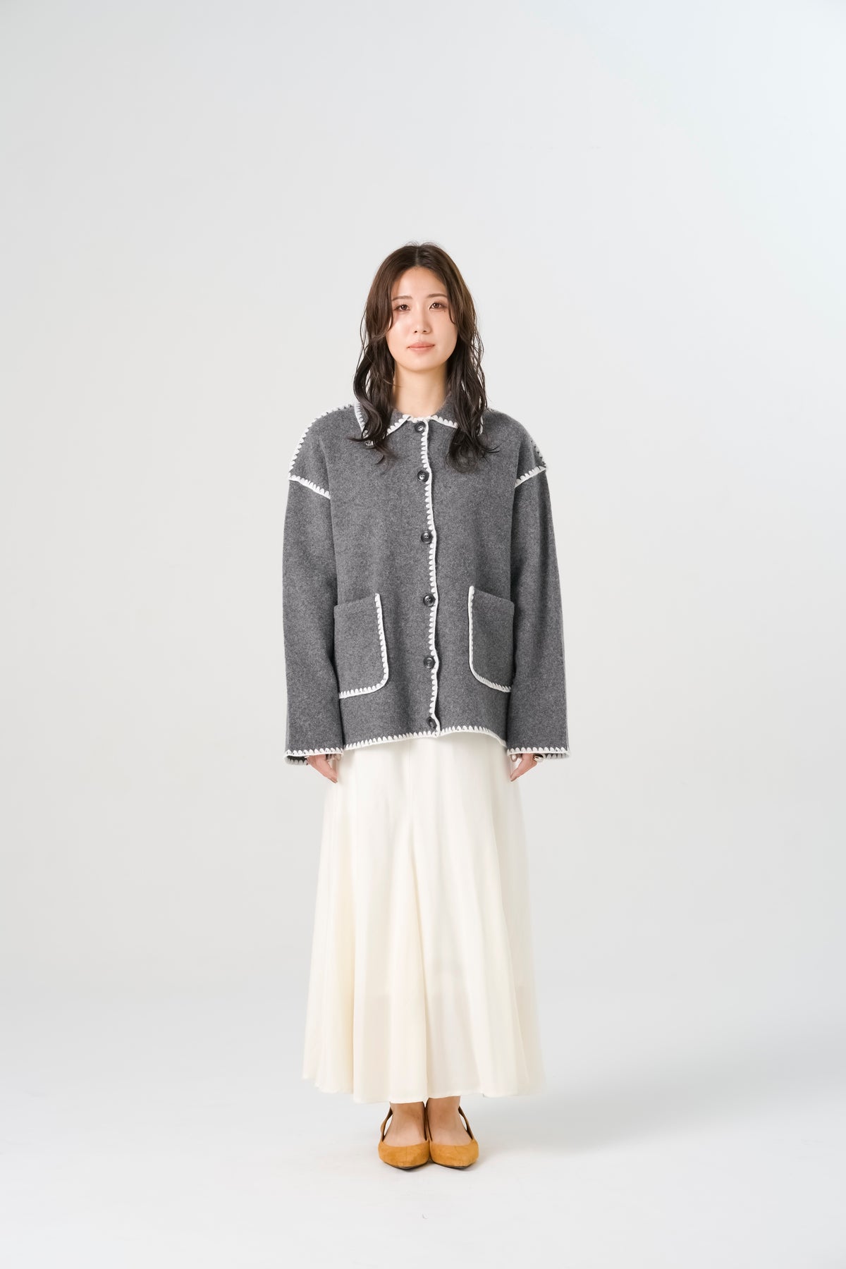 ブランケットステッチニットコート(6268-471)