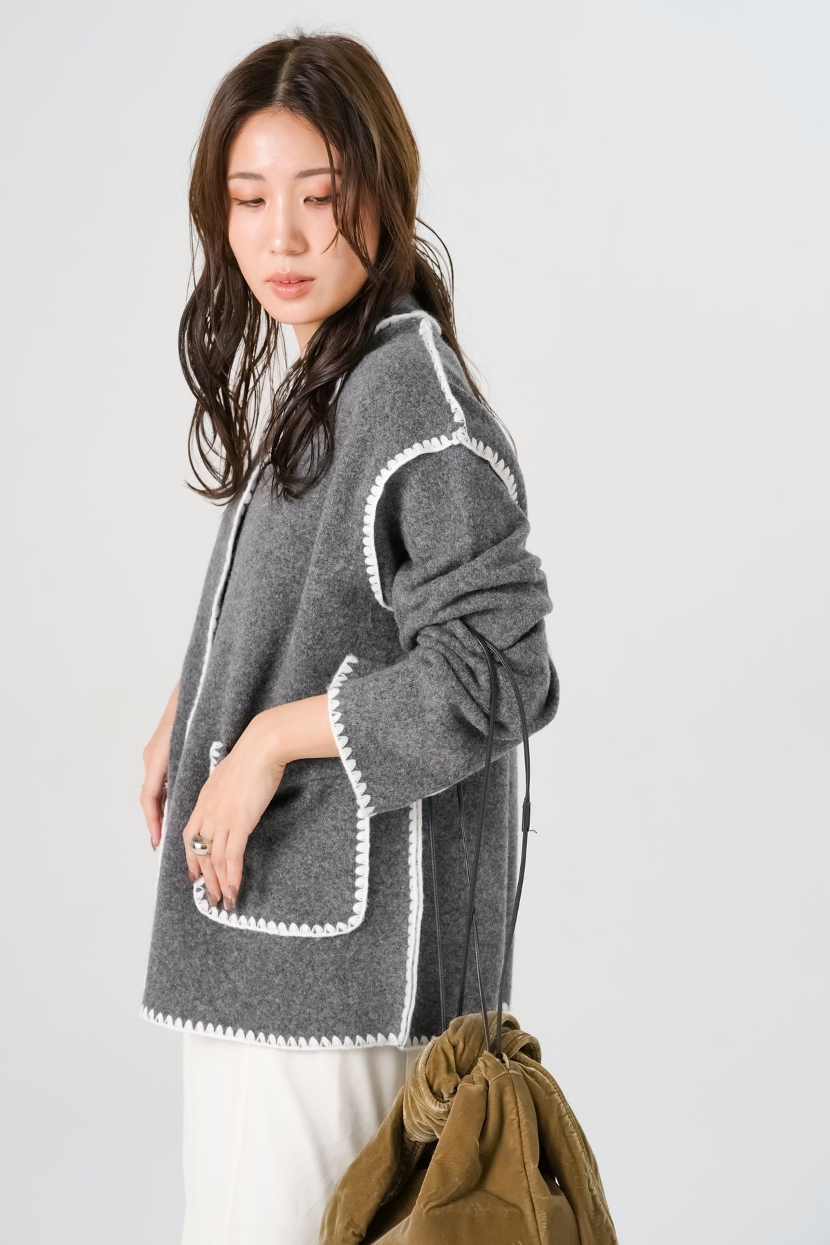 ブランケットステッチニットコート(6268-471)