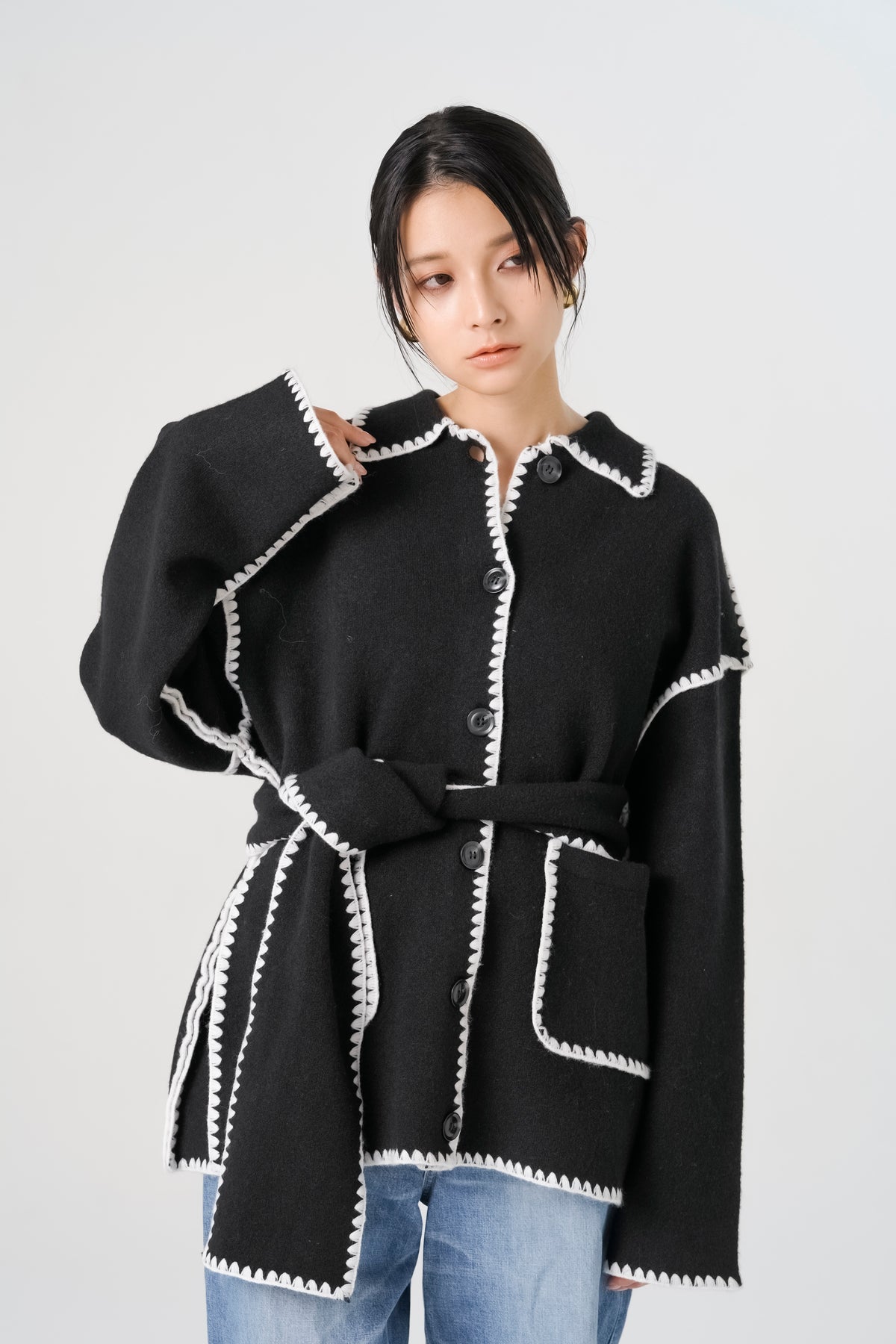 ブランケットステッチニットコート(6268-471)