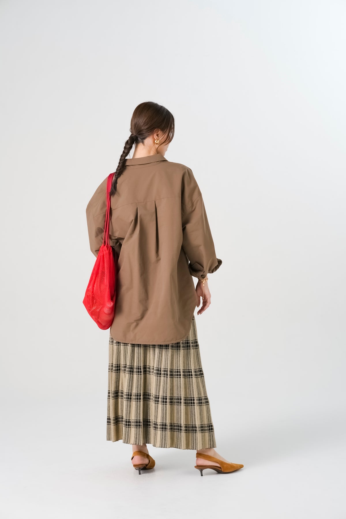 リバーシブルチェックニットスカート