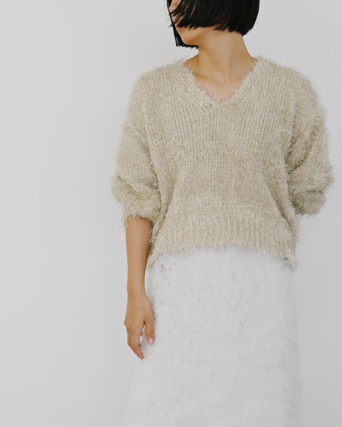 シャギーVネックニットトップス(6255-388.6262-483)