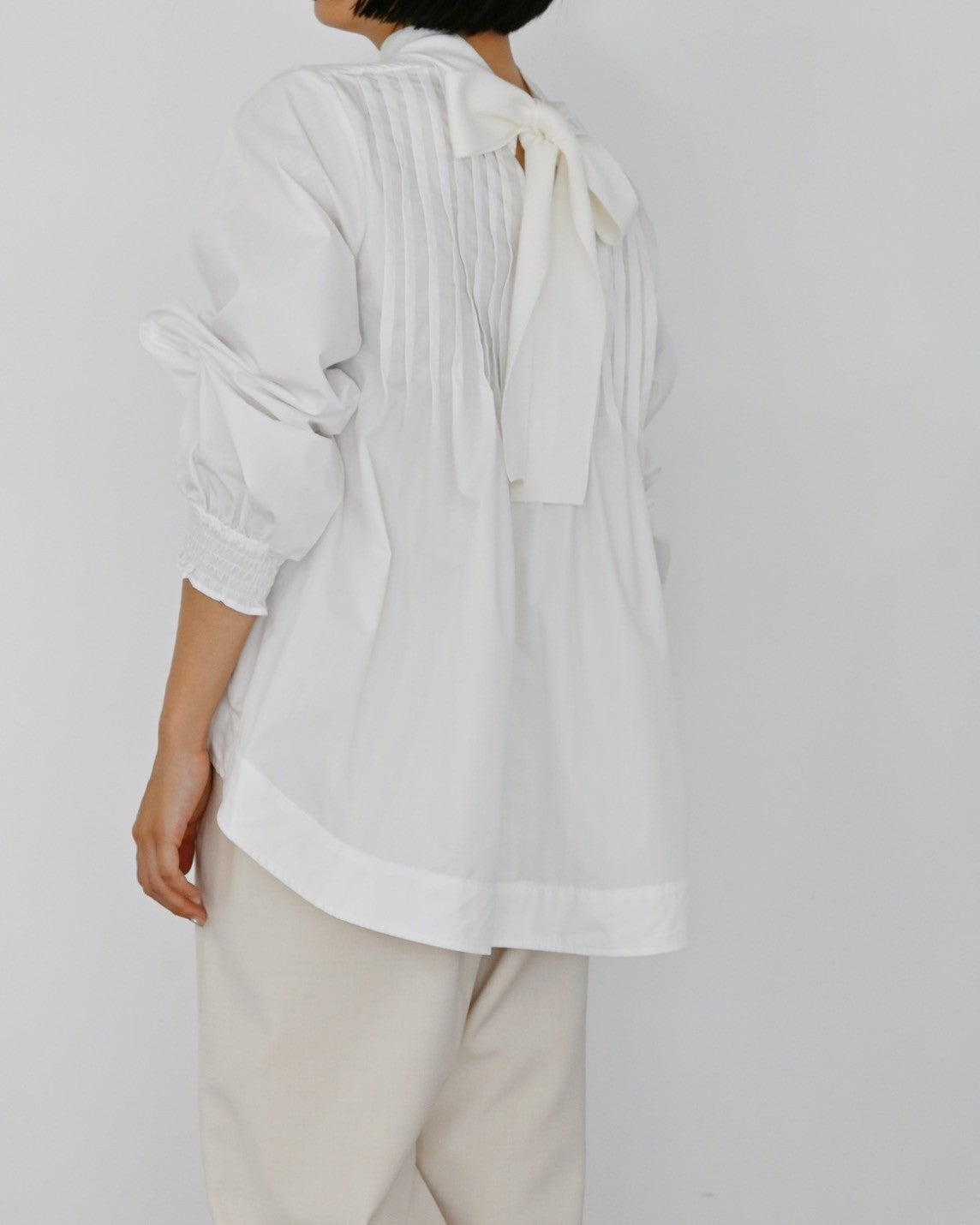 ニット×ブロード布帛 ハイネックブラウス(6255-371 / 6262ー484)