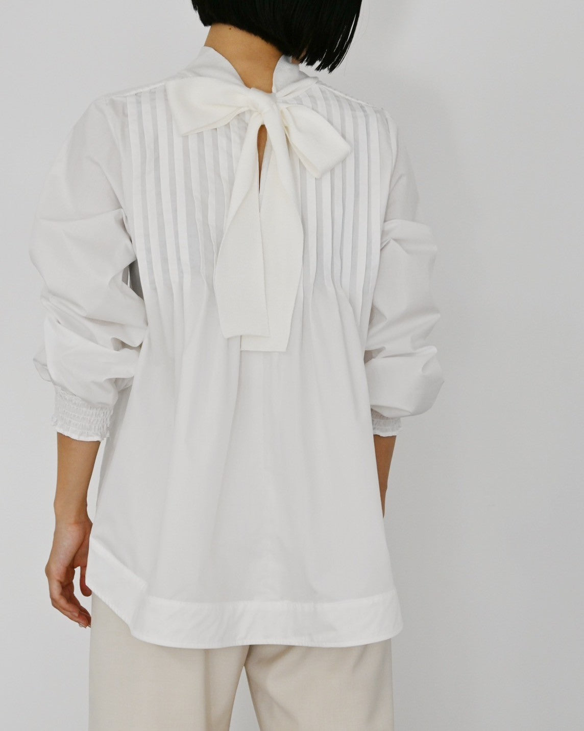 ニット×ブロード布帛 ハイネックブラウス(6255-371 / 6262ー484)