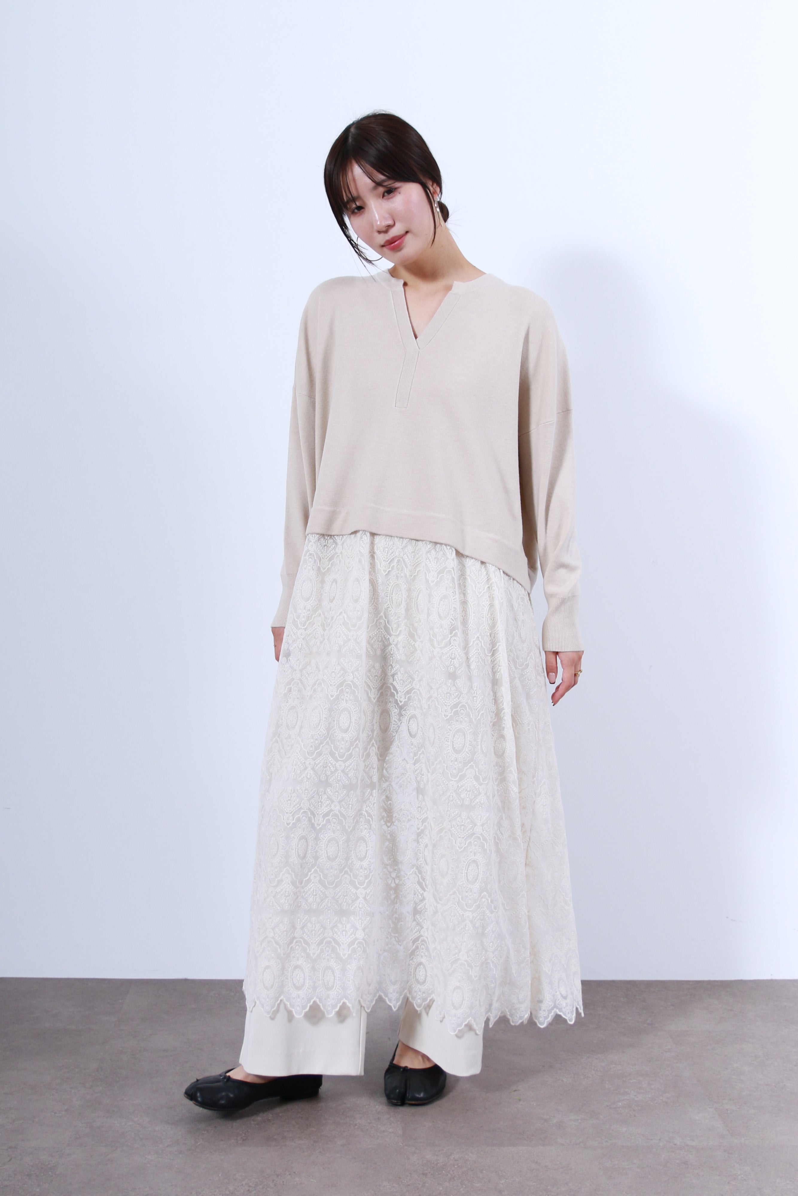 ニット×レースワンピース(6263-512)