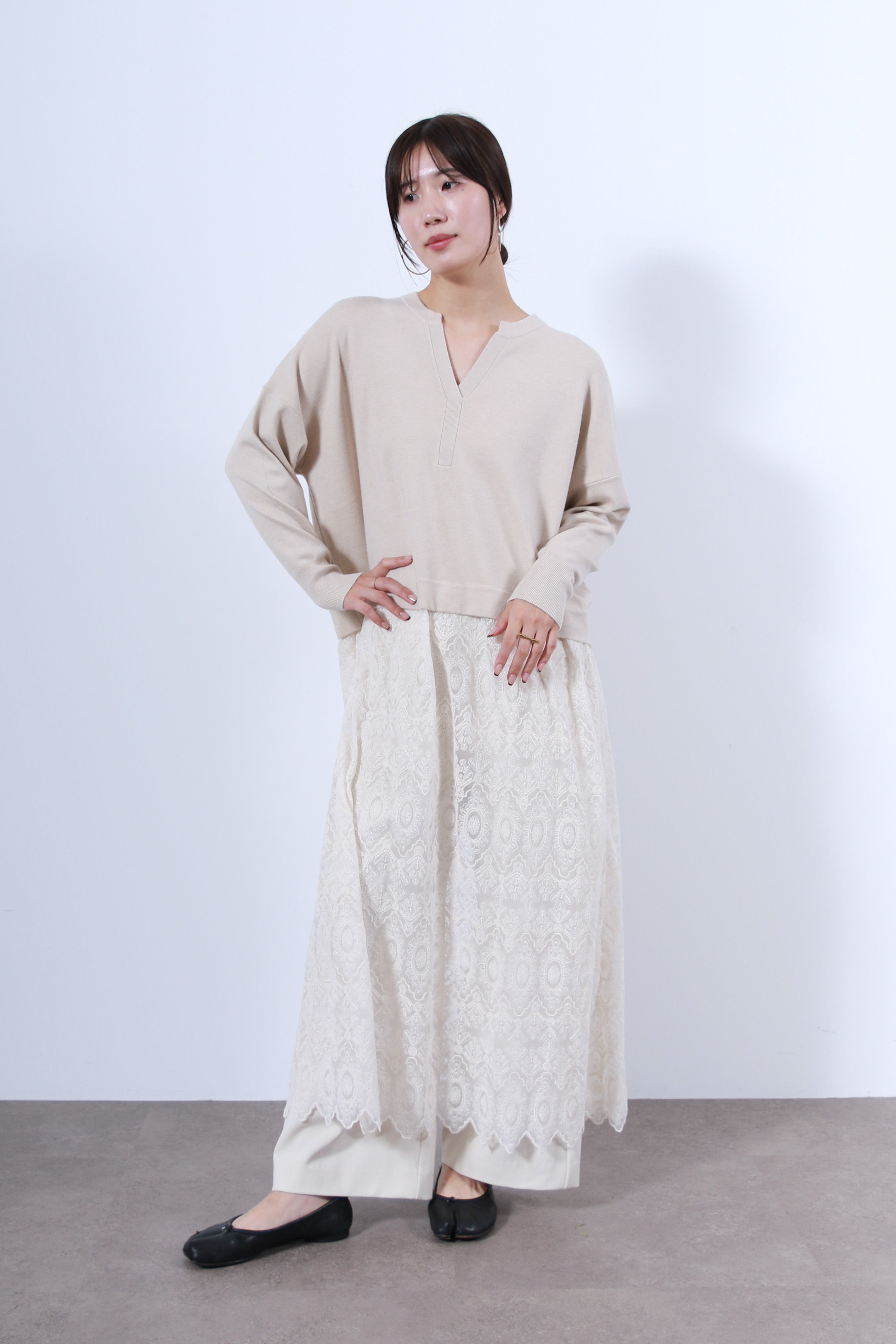 ニット×レースワンピース(6263-512)