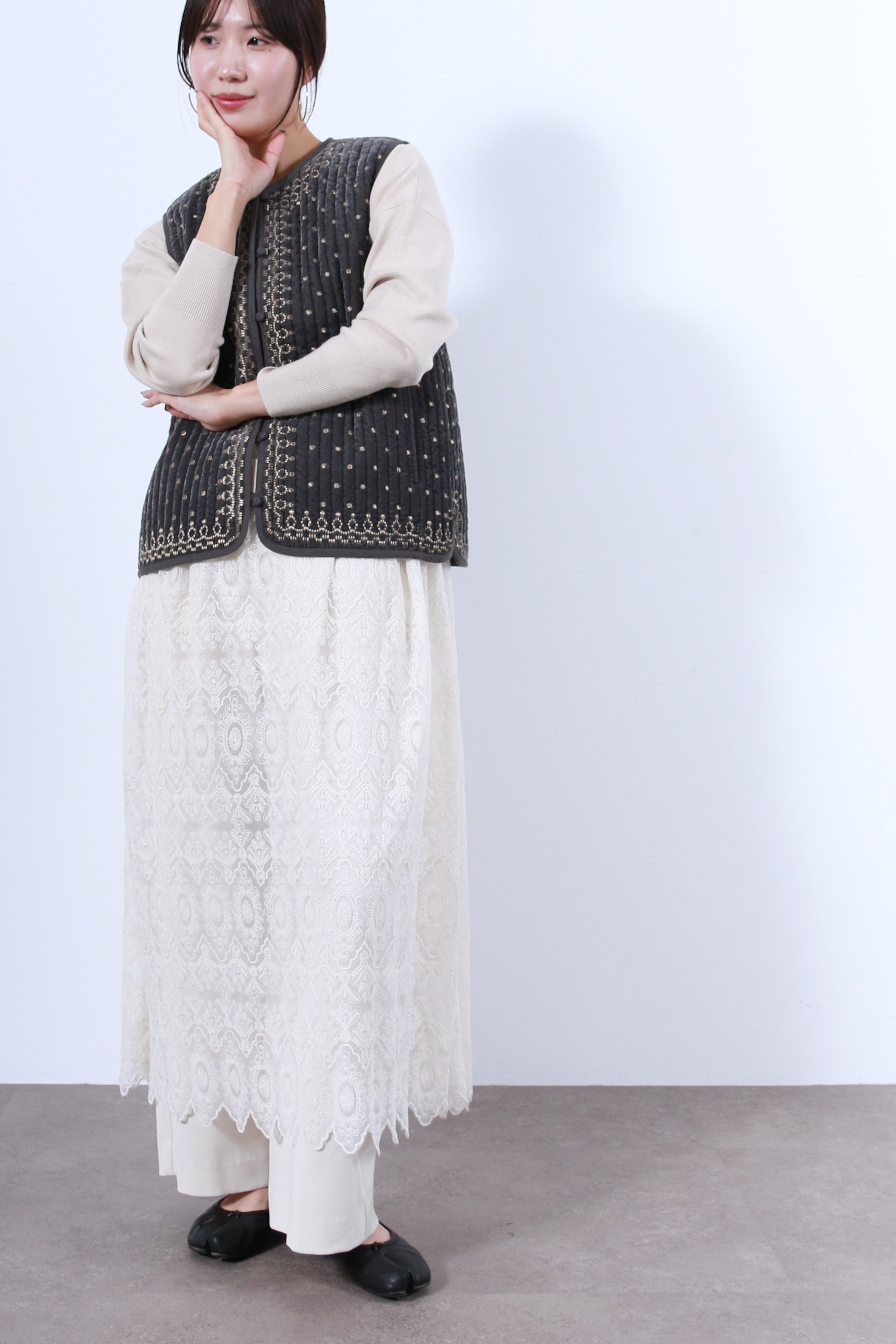 ニット×レースワンピース(6263-512)