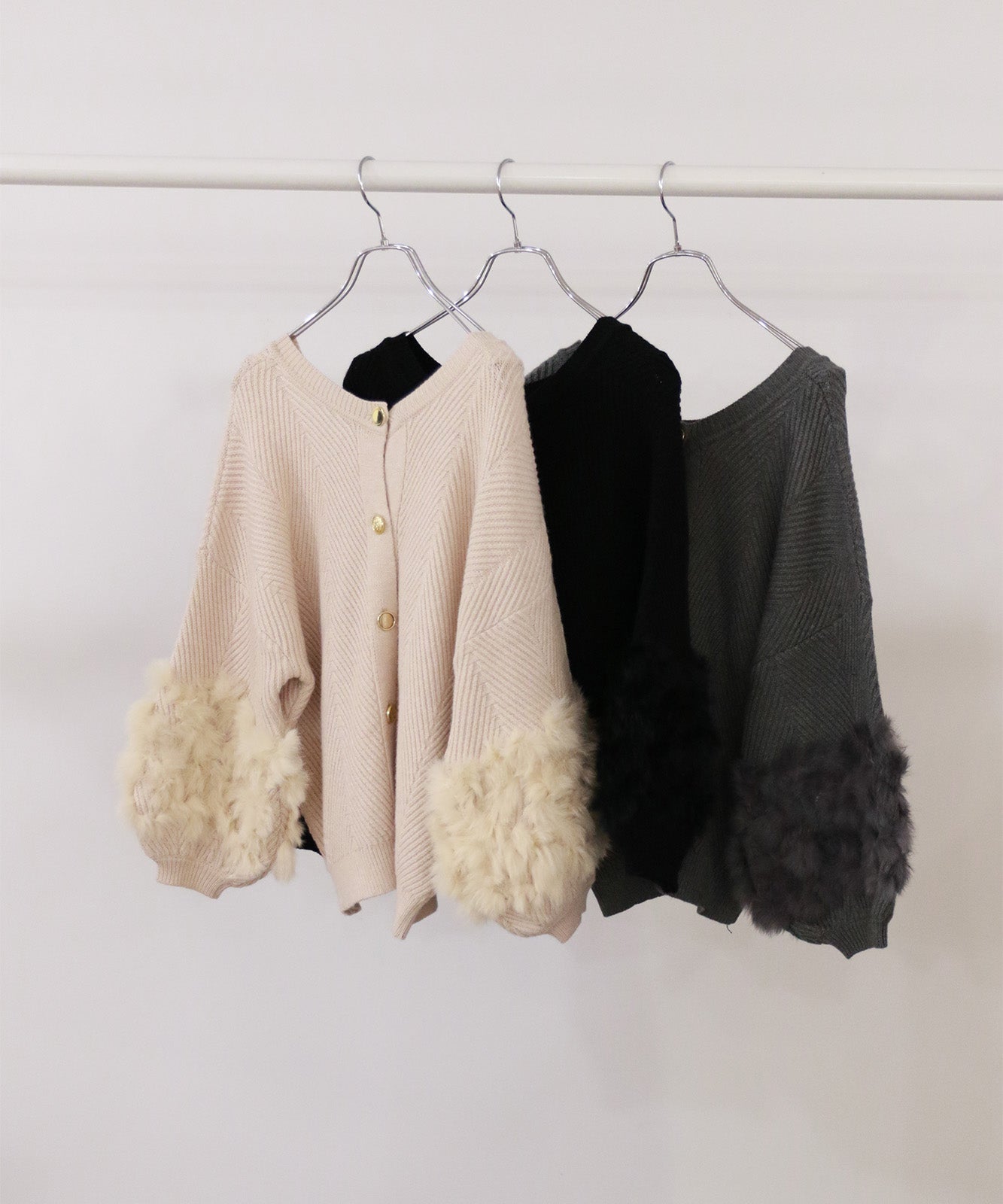 ラビットファー2WAYニットカーディガン(6262-467)