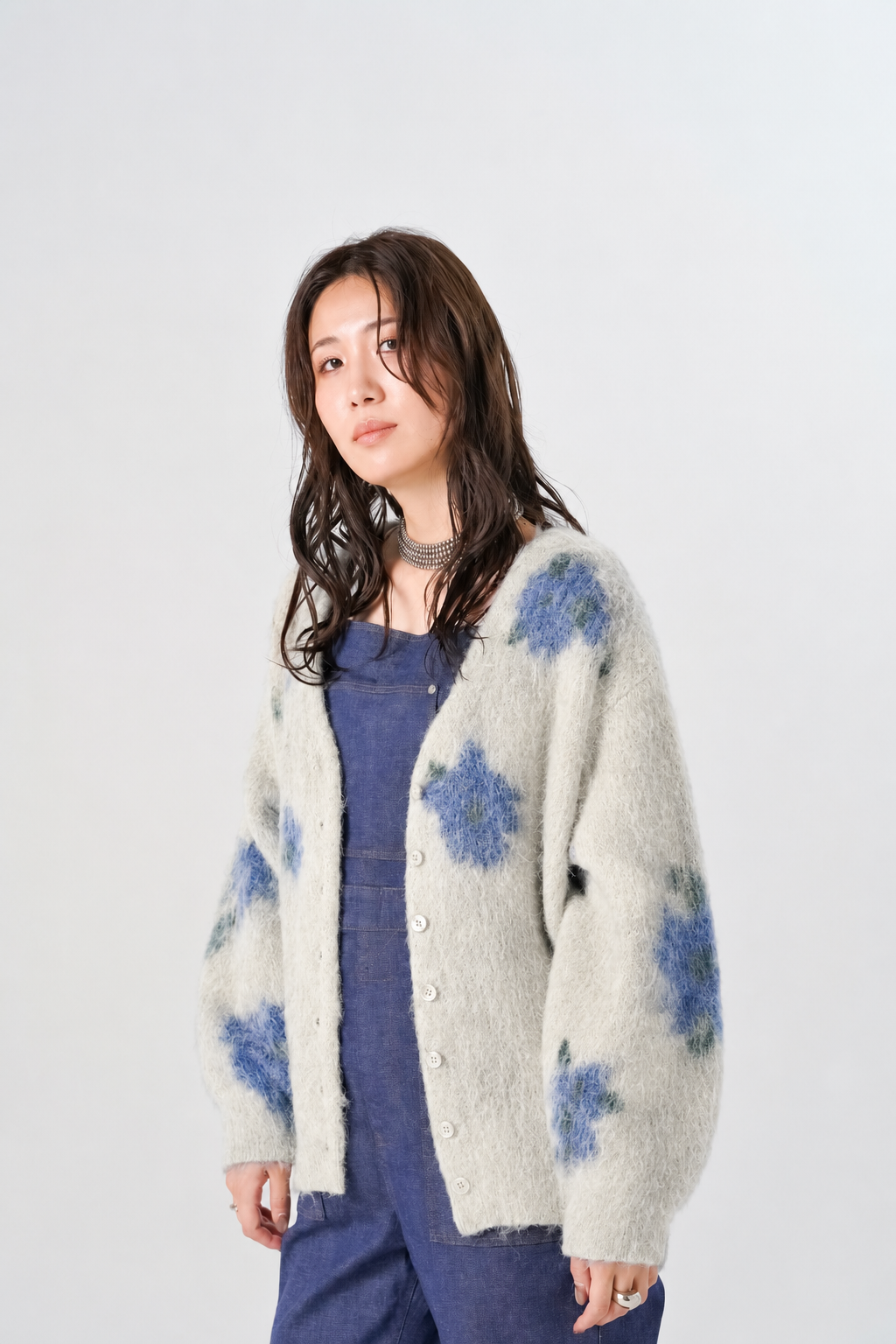 モヘアライクフラワーカーディガン