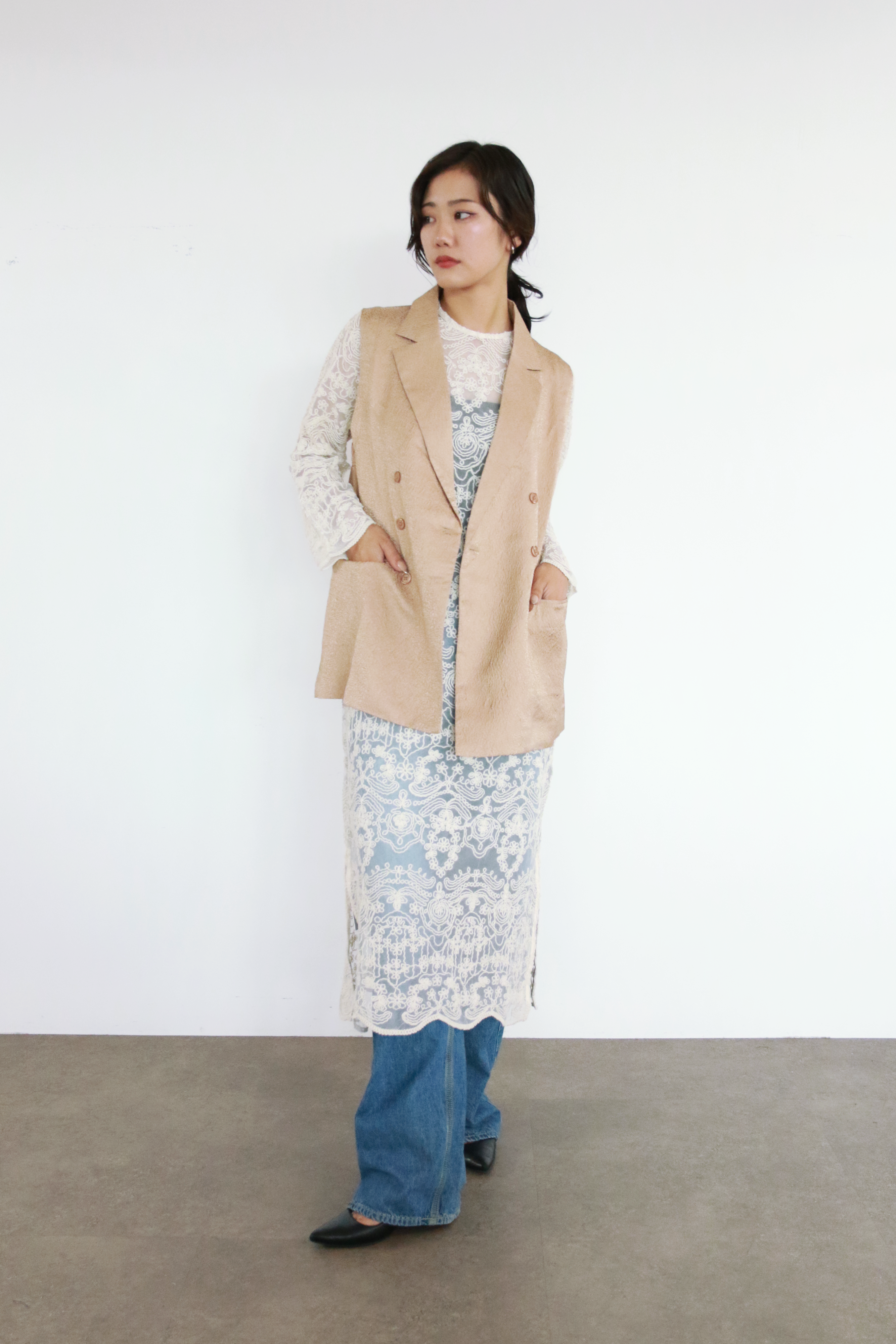 【再入荷】立体コード刺繍レースワンピース(6259-490)