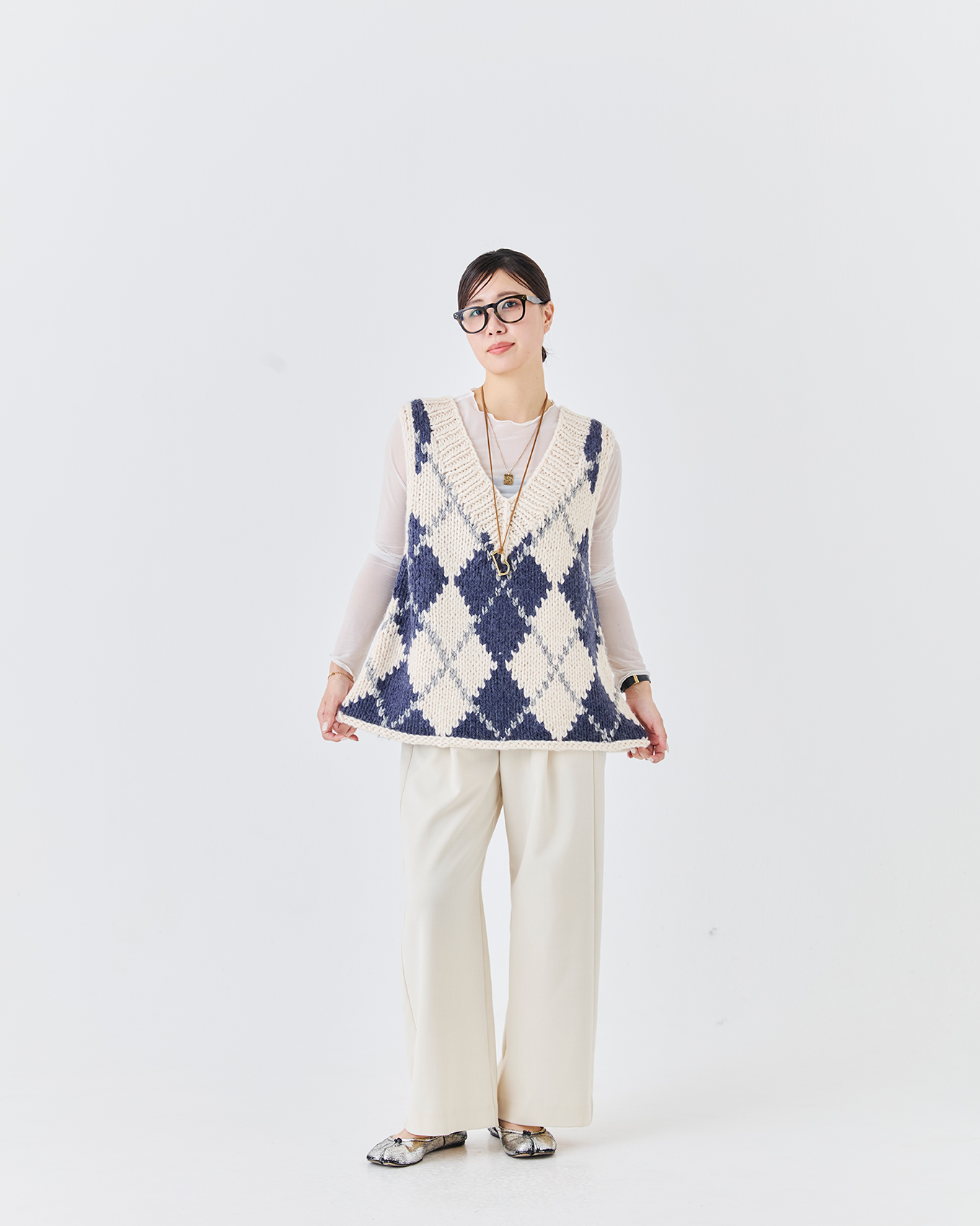 ハンドメイドカウチンニットベスト(6262-468)