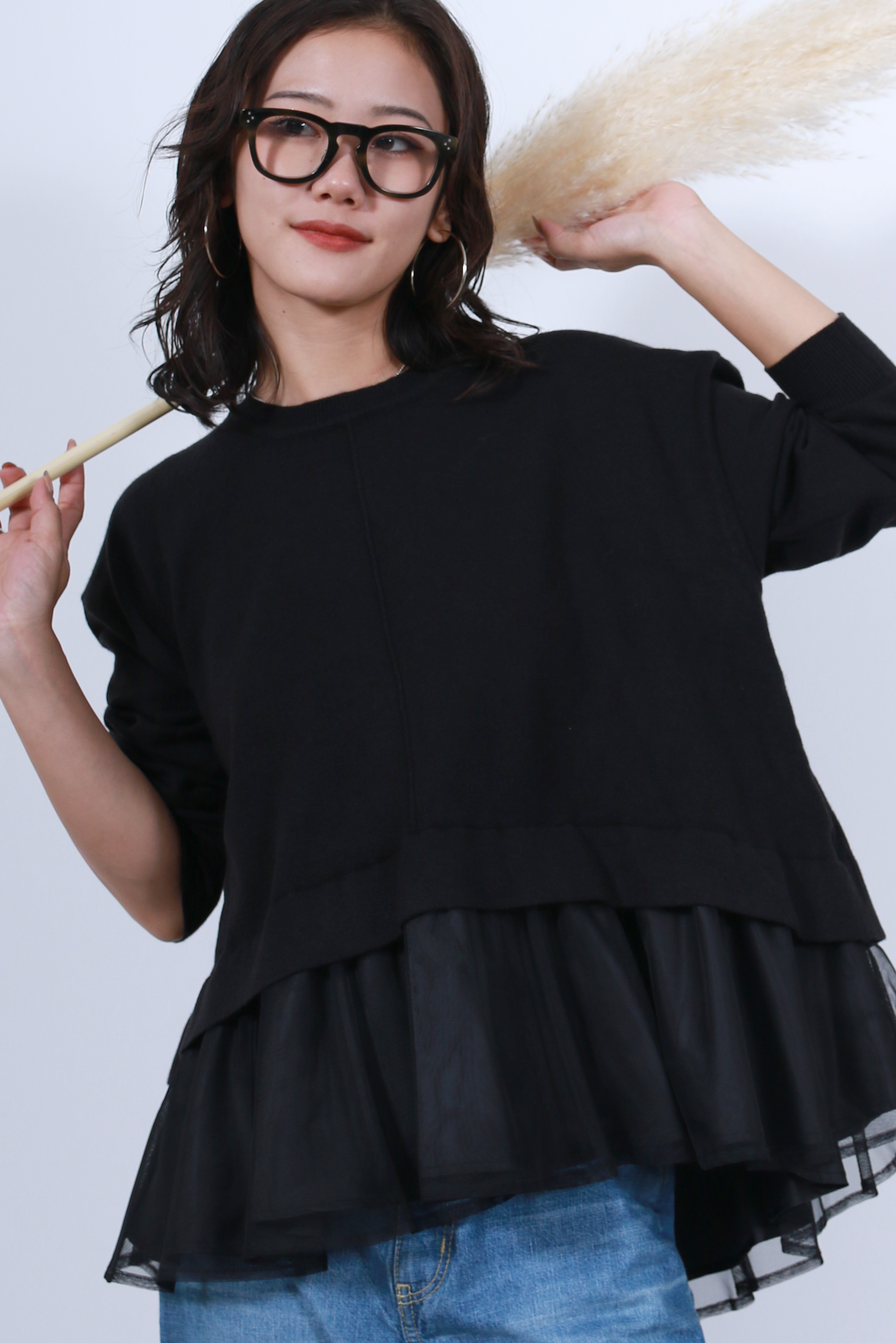 裾チュールニットトップス(6263-509)