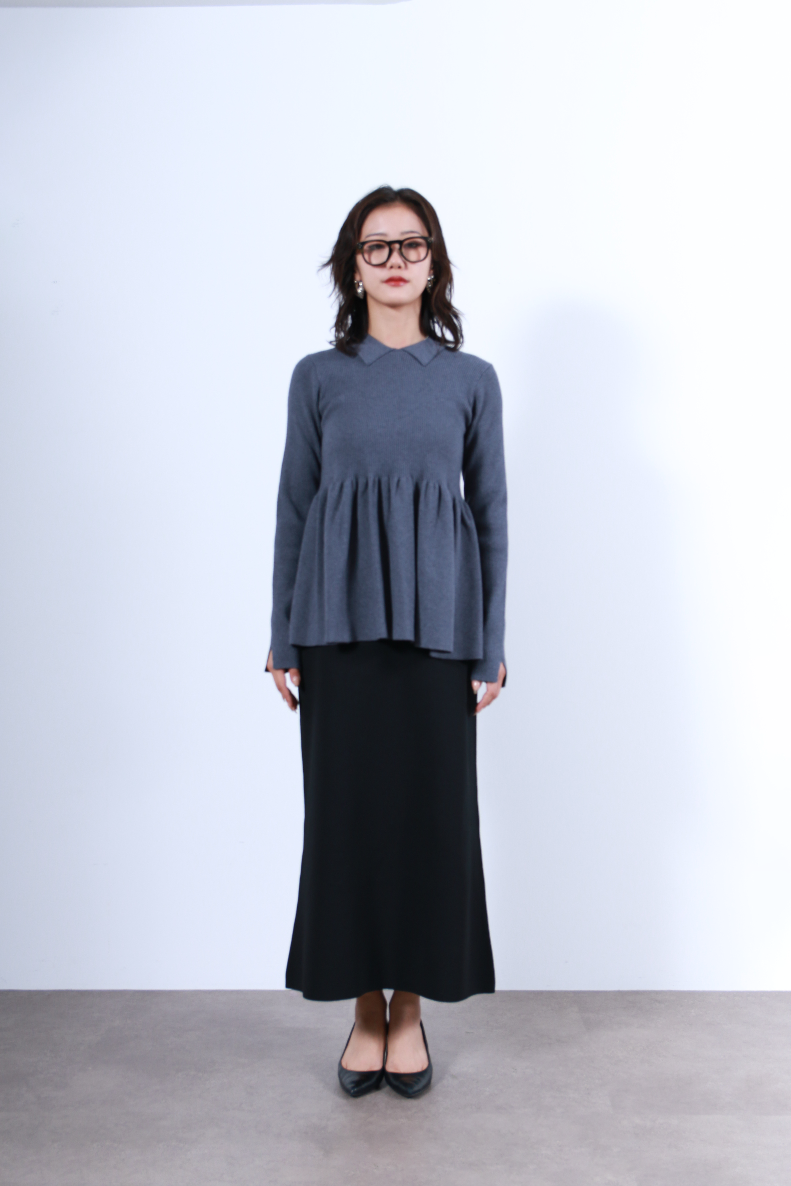 衿付リブニットフレアトップス(6263-507)