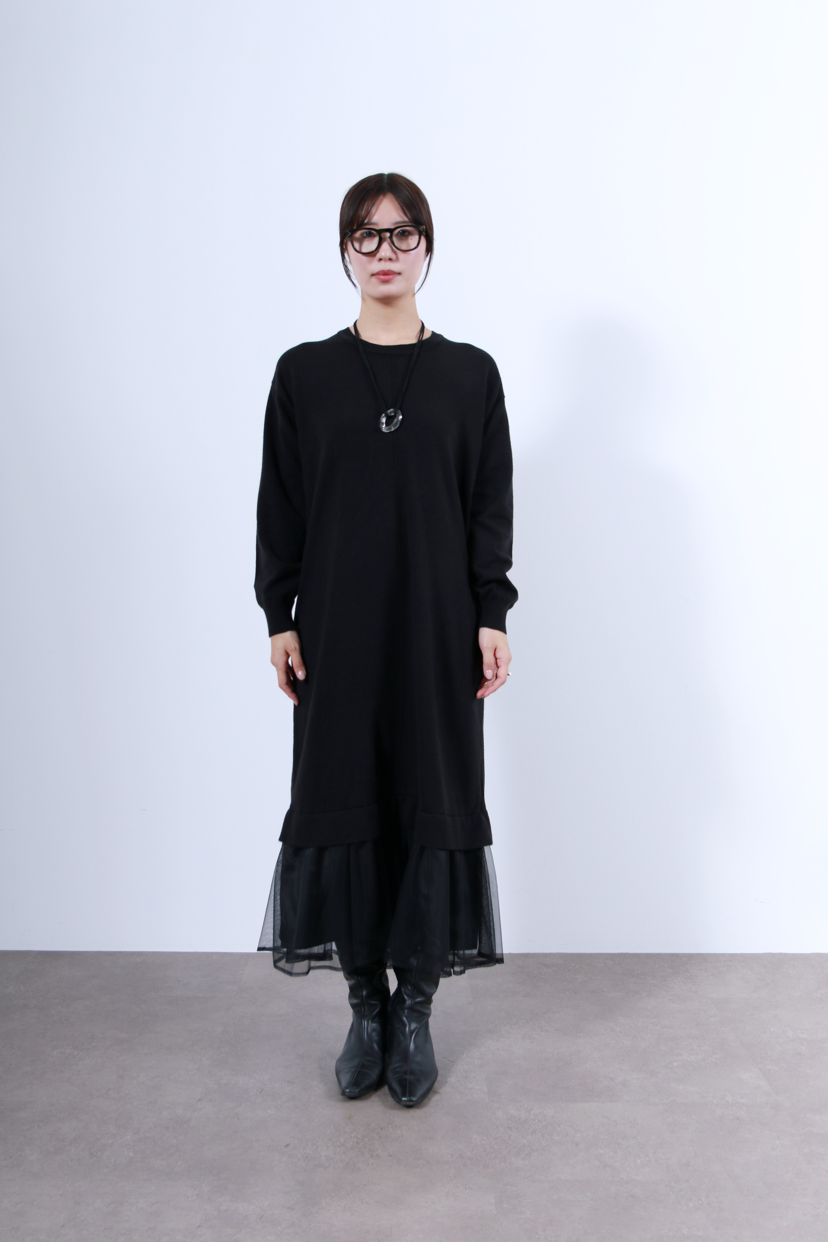 裾チュールニットワンピース(6263-510)