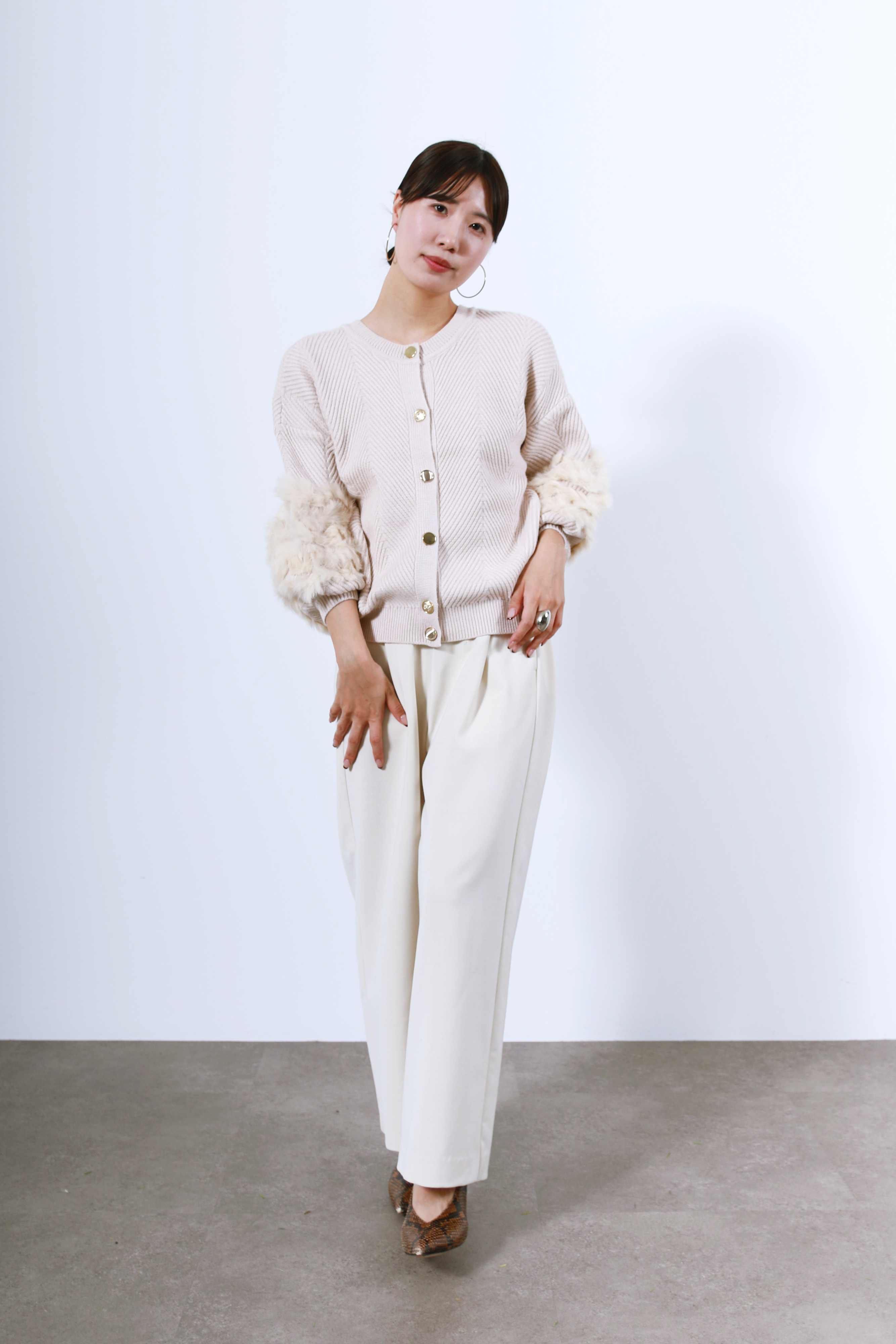 ラビットファー２WAYニットカーディガン(6262-467)