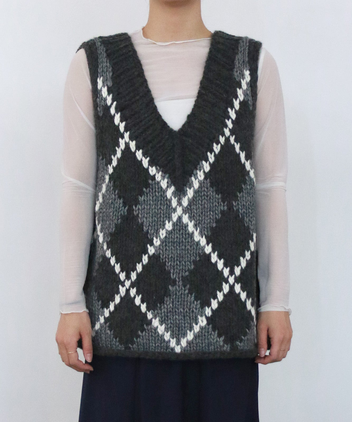 【先行入荷】ハンドメイドカウチンニットベスト(6262-468)