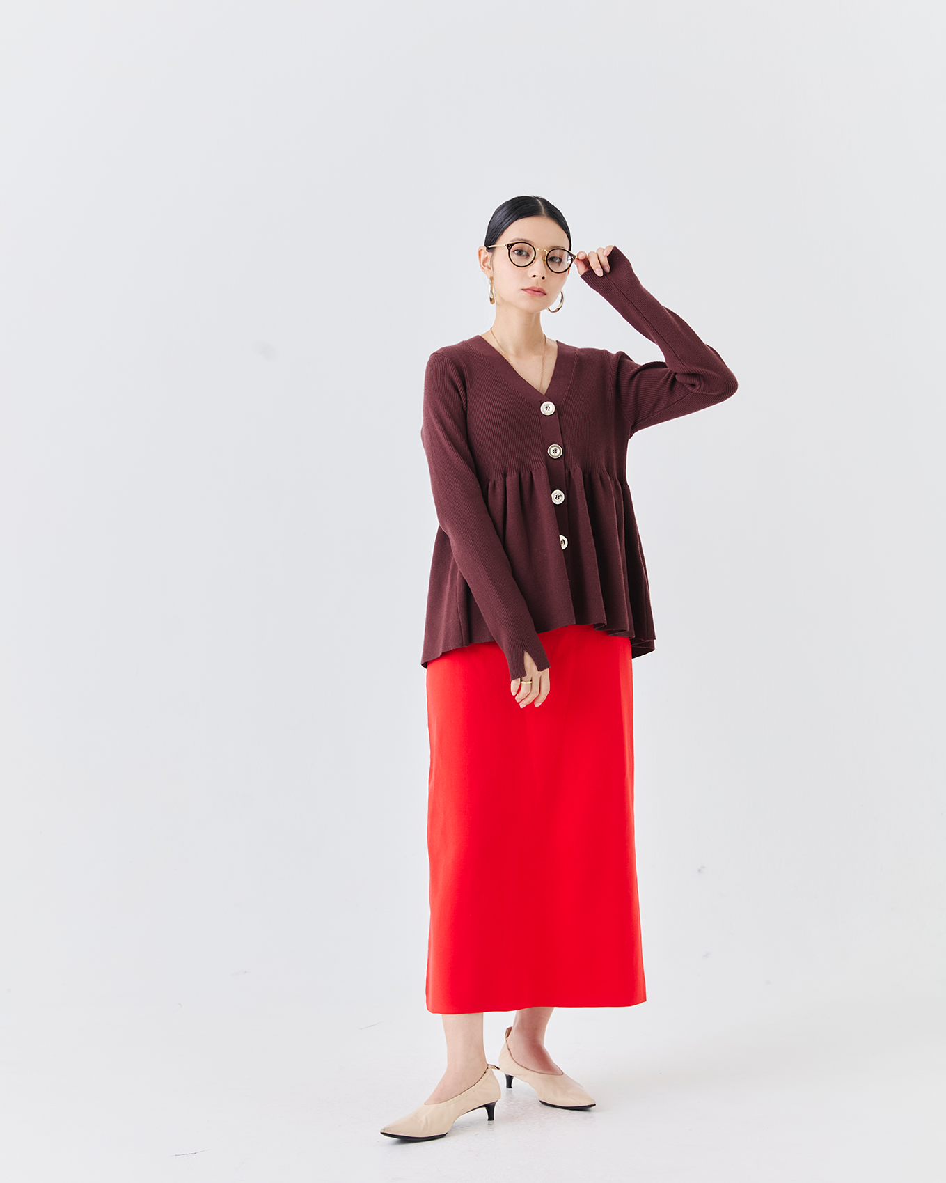 リブニットフレアカーディガン(6263-506)