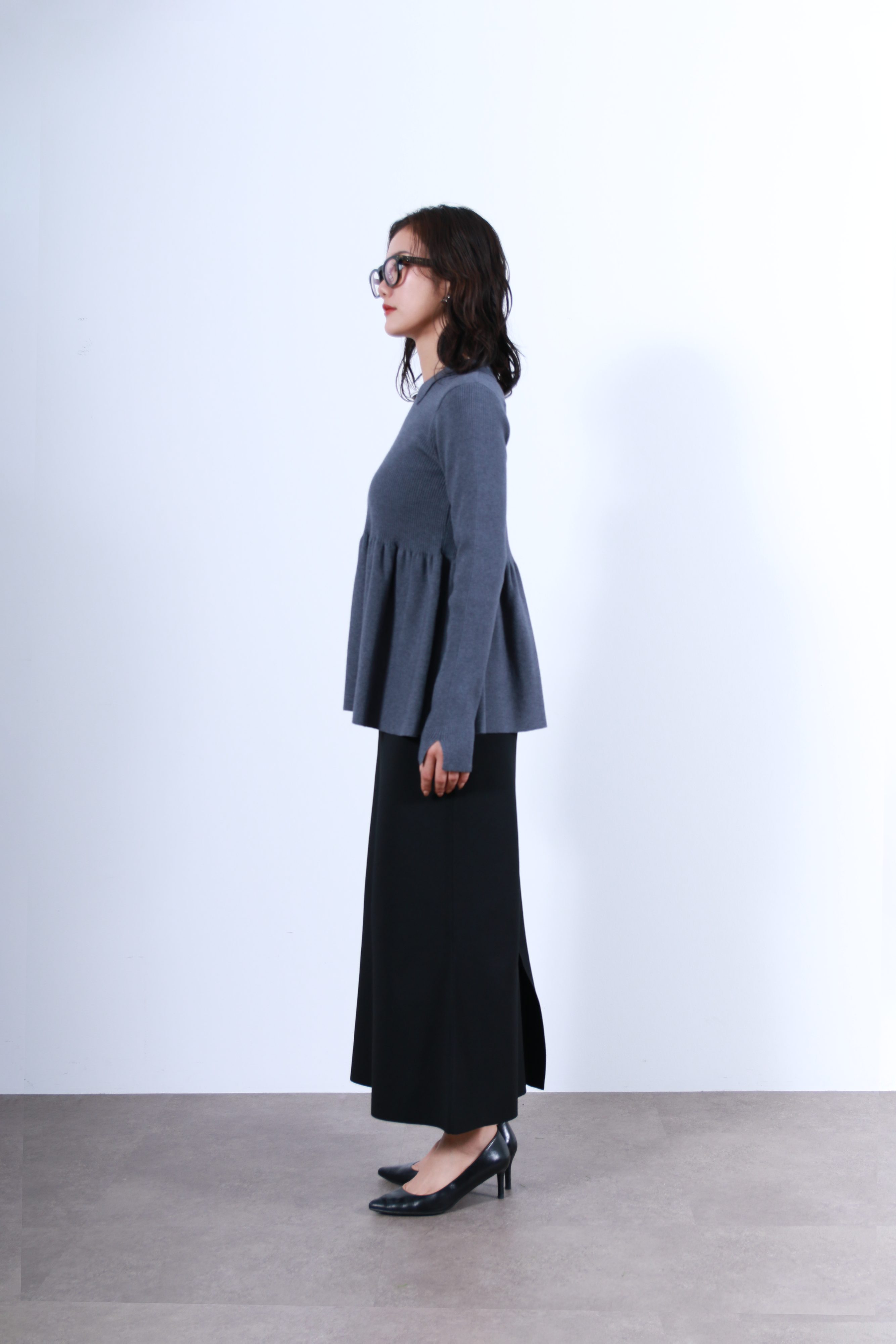 衿付リブニットフレアトップス(6263-507)