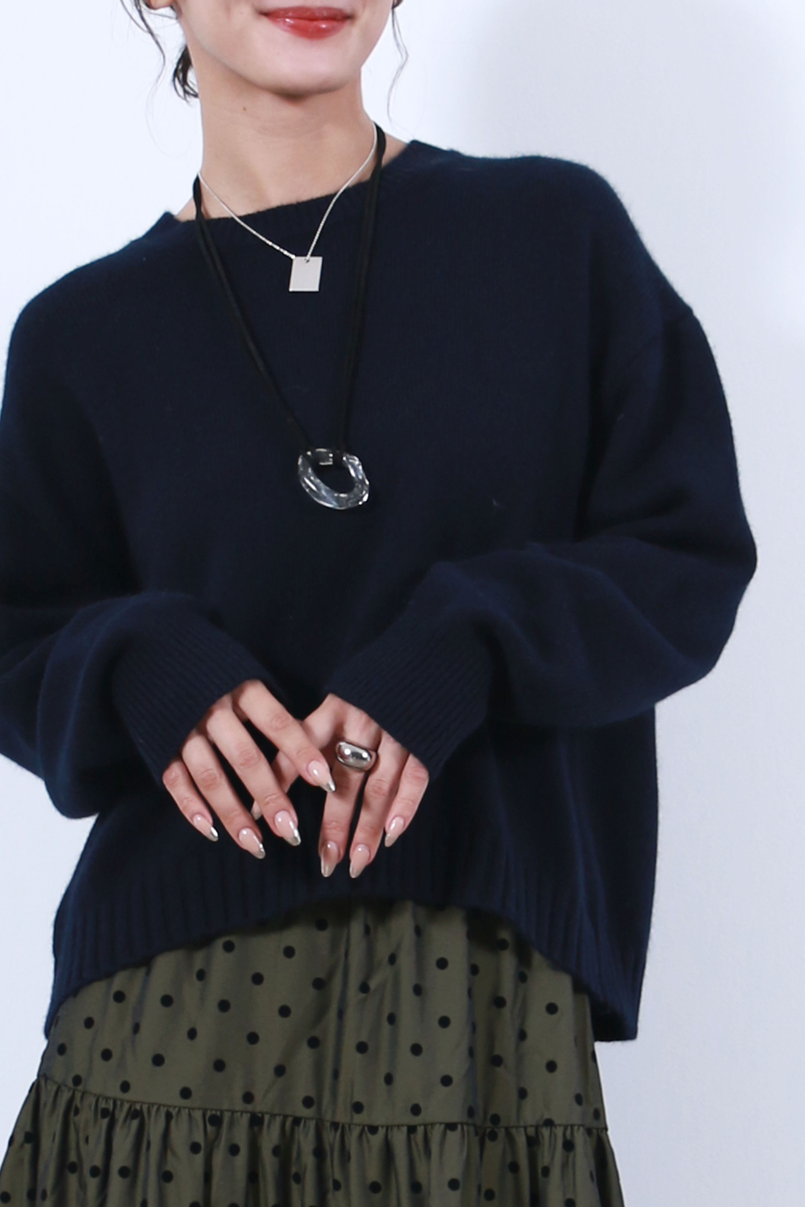 ラクーン混ベーシックプルオーバーニットトップス(6263-531)