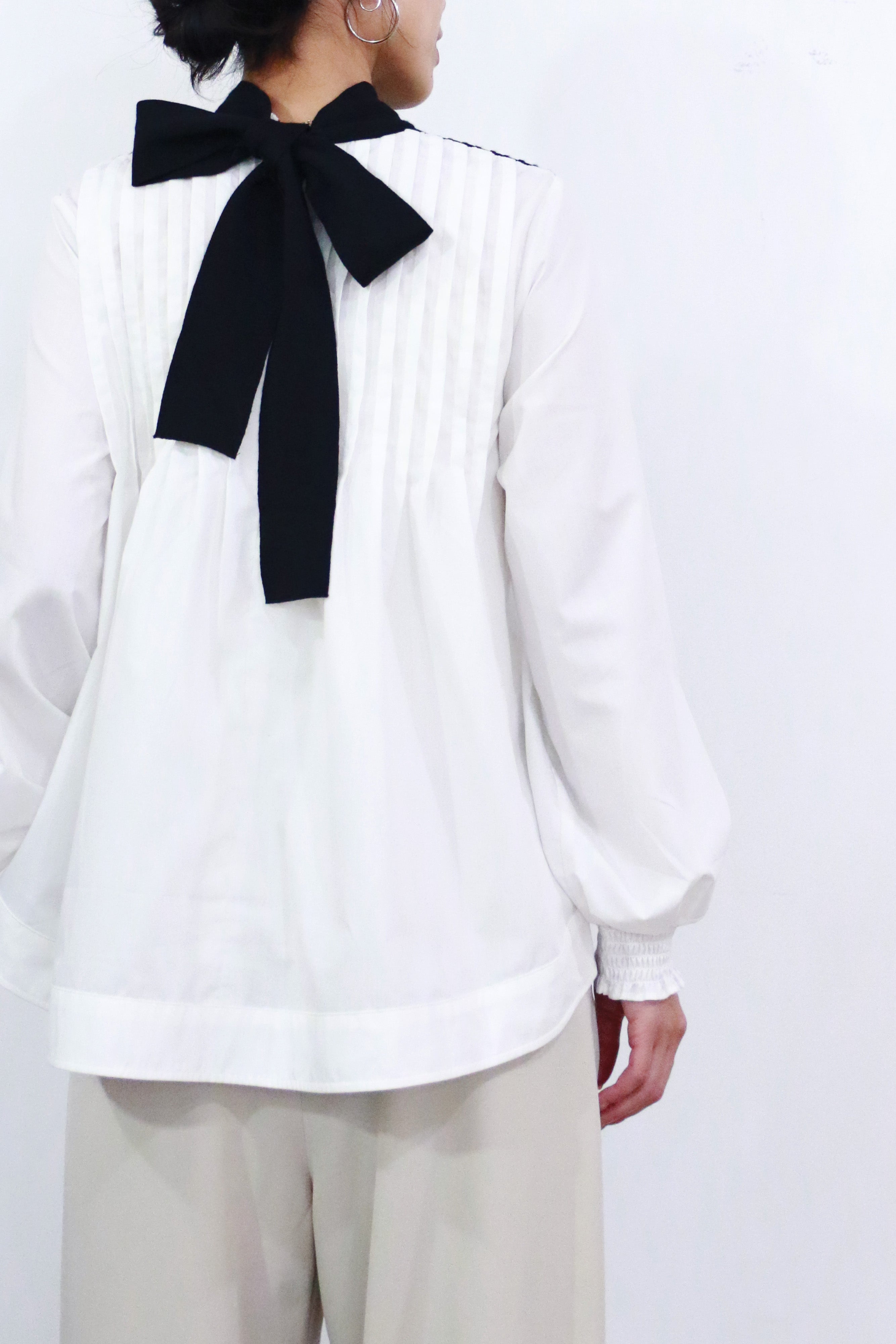 ニット×ブロード布帛 ハイネックブラウス(6255-371 / 6262ｰ484)