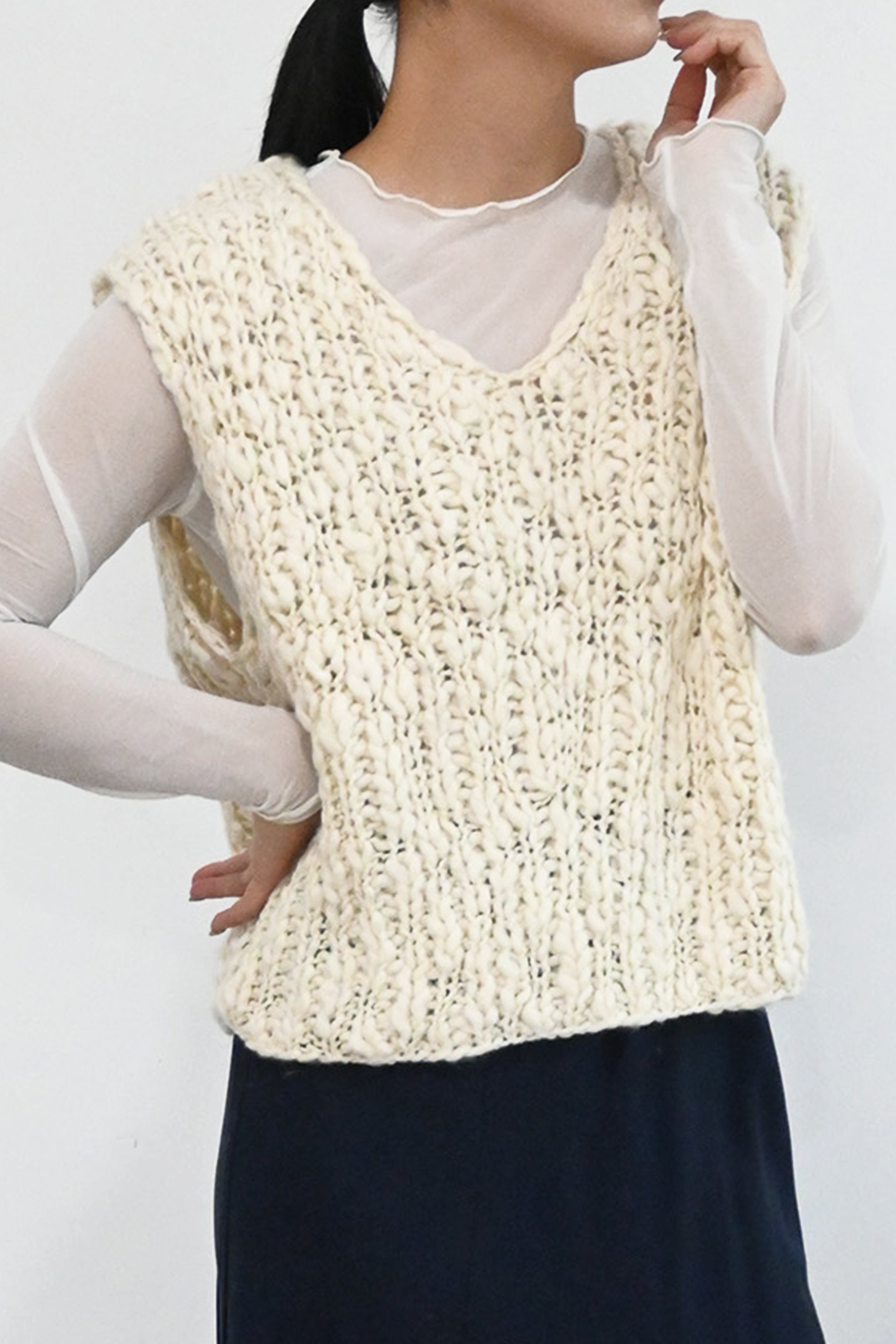 Vネックニットベスト(6264-547)