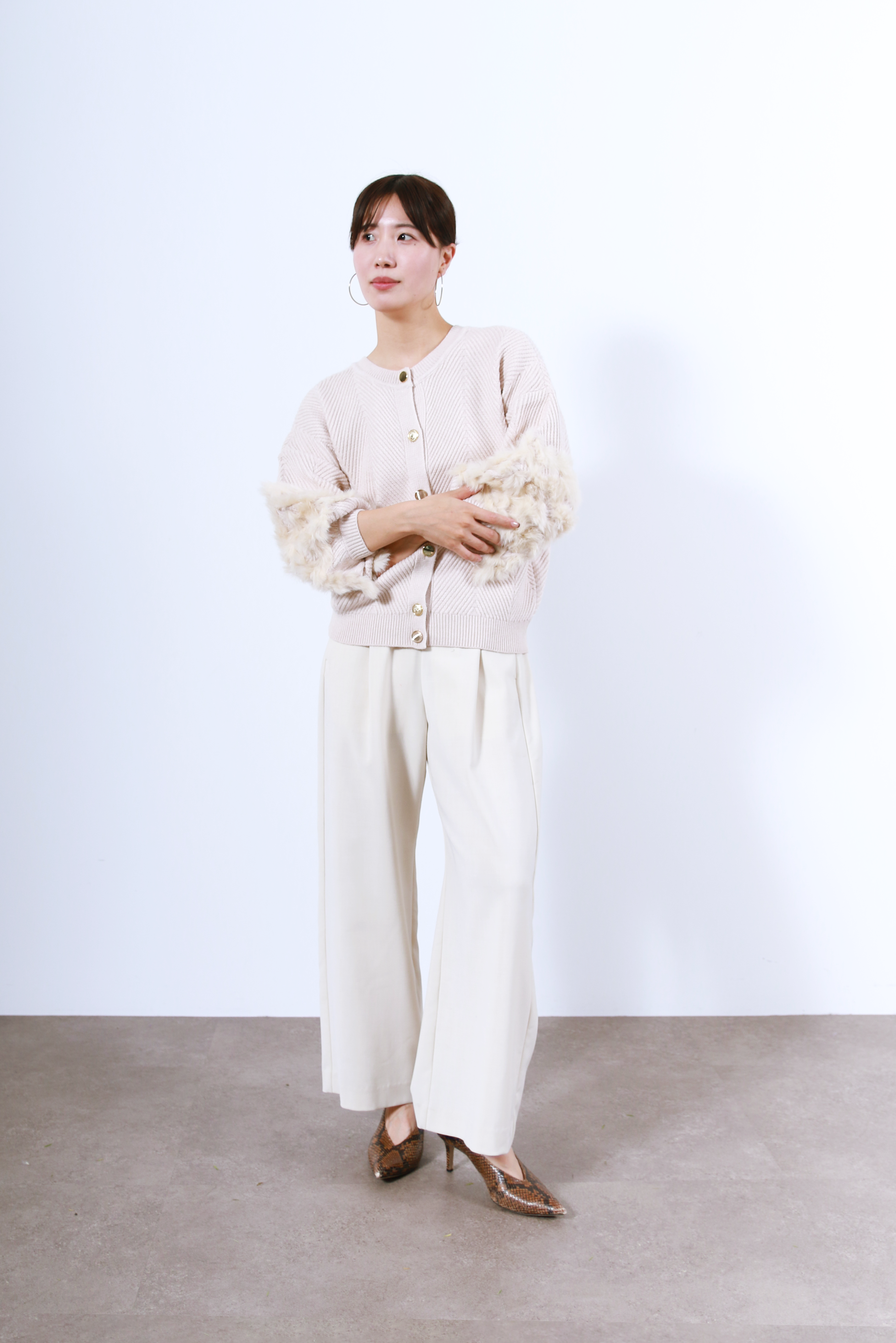 ラビットファー２WAYニットカーディガン(6262-467)