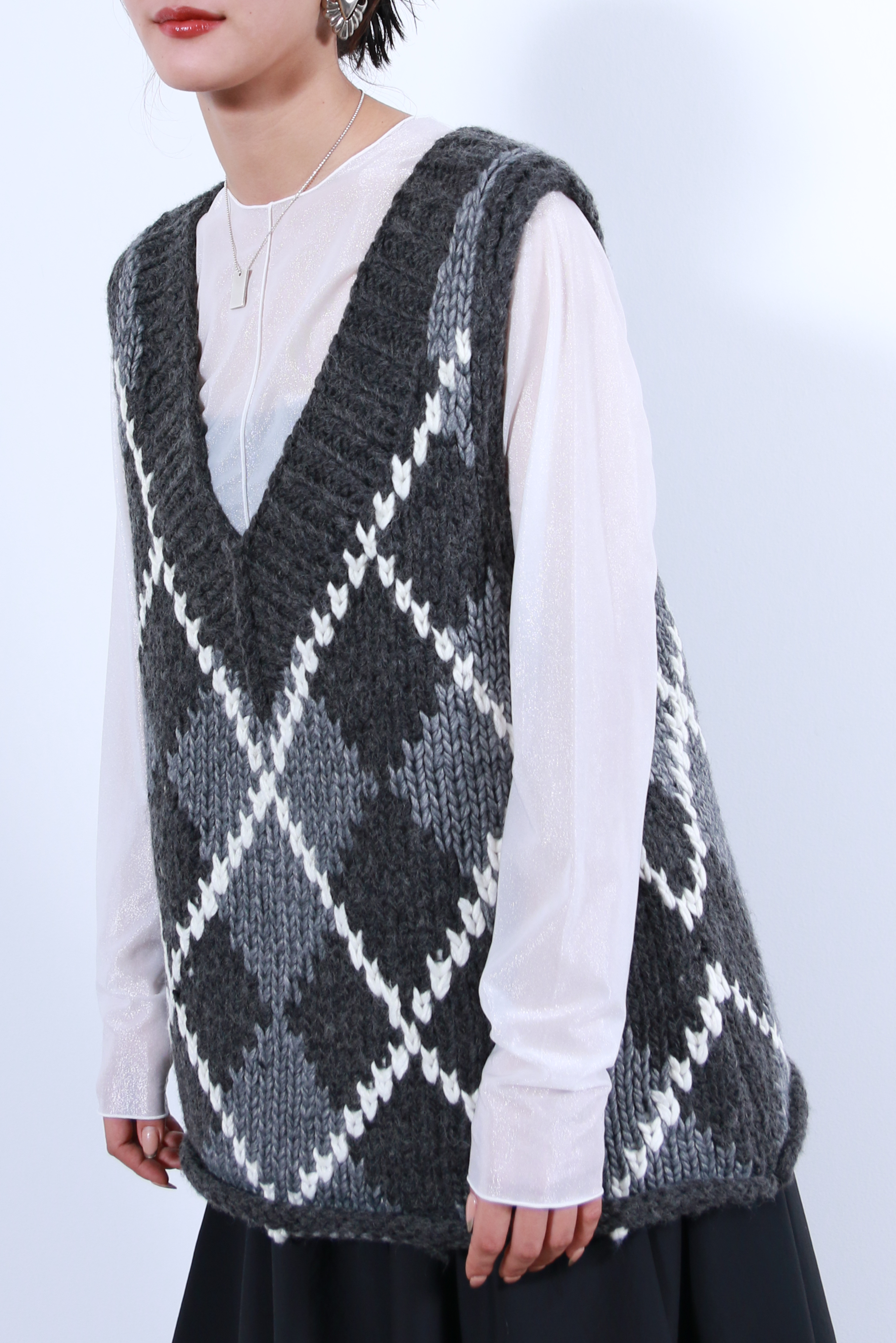 ハンドメイドカウチンニットベスト(6262-468)