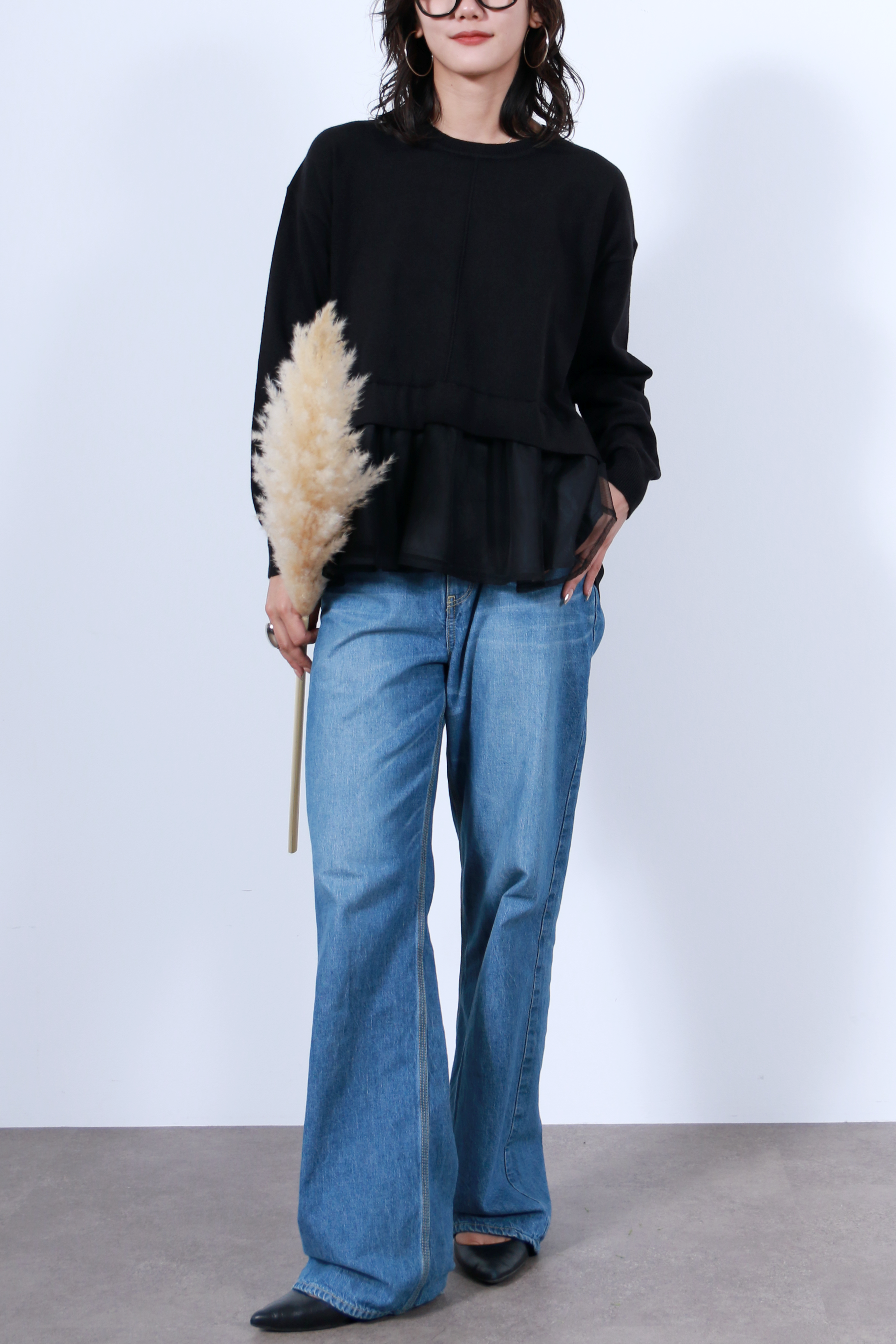 裾チュールニットトップス(6263-509)