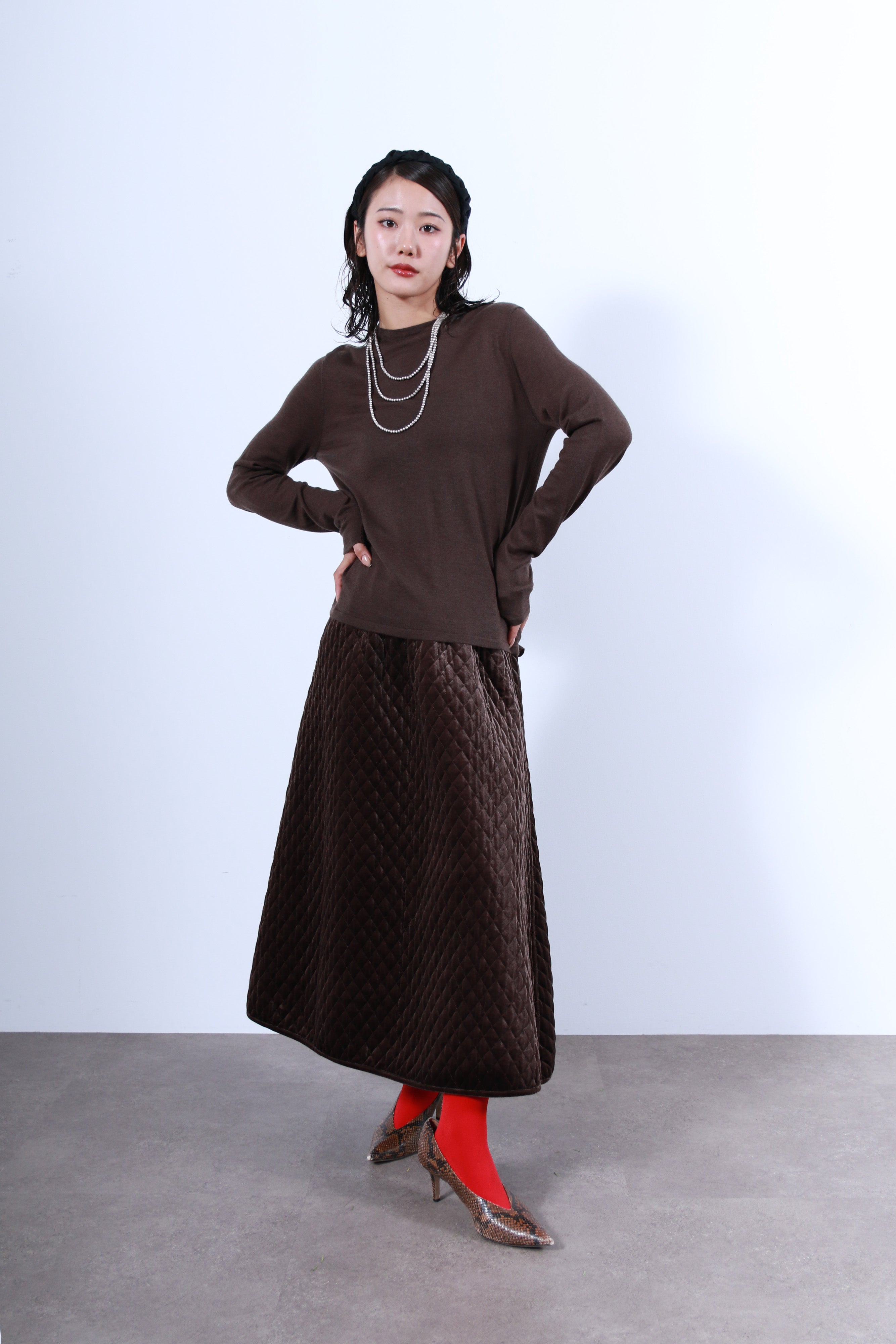 キルティングベロアスカート(6263-501)