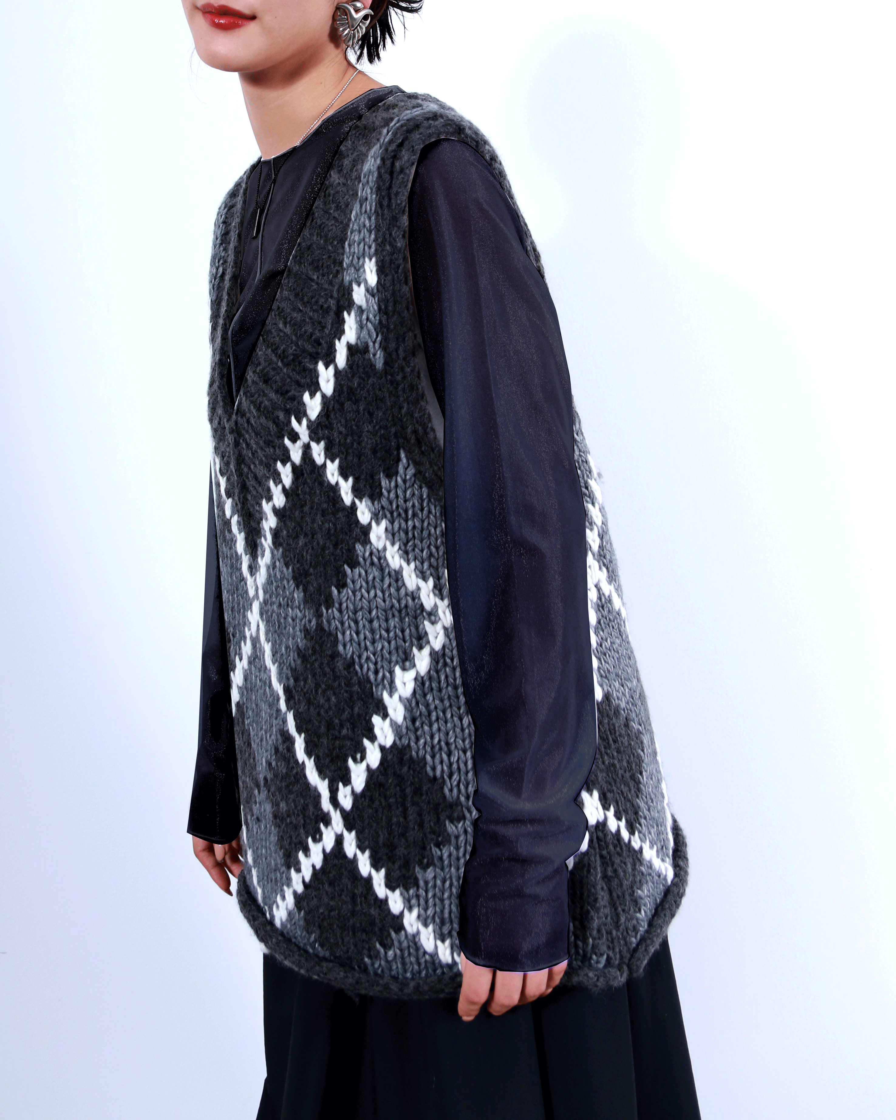 ハンドメイドカウチンニットベスト(6262-468)