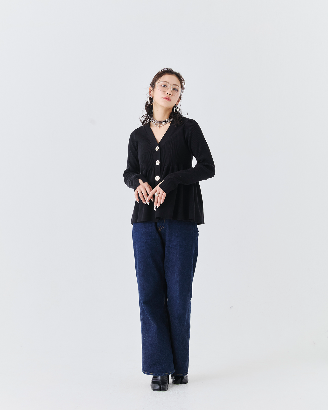 リブニットフレアカーディガン(6263-506)