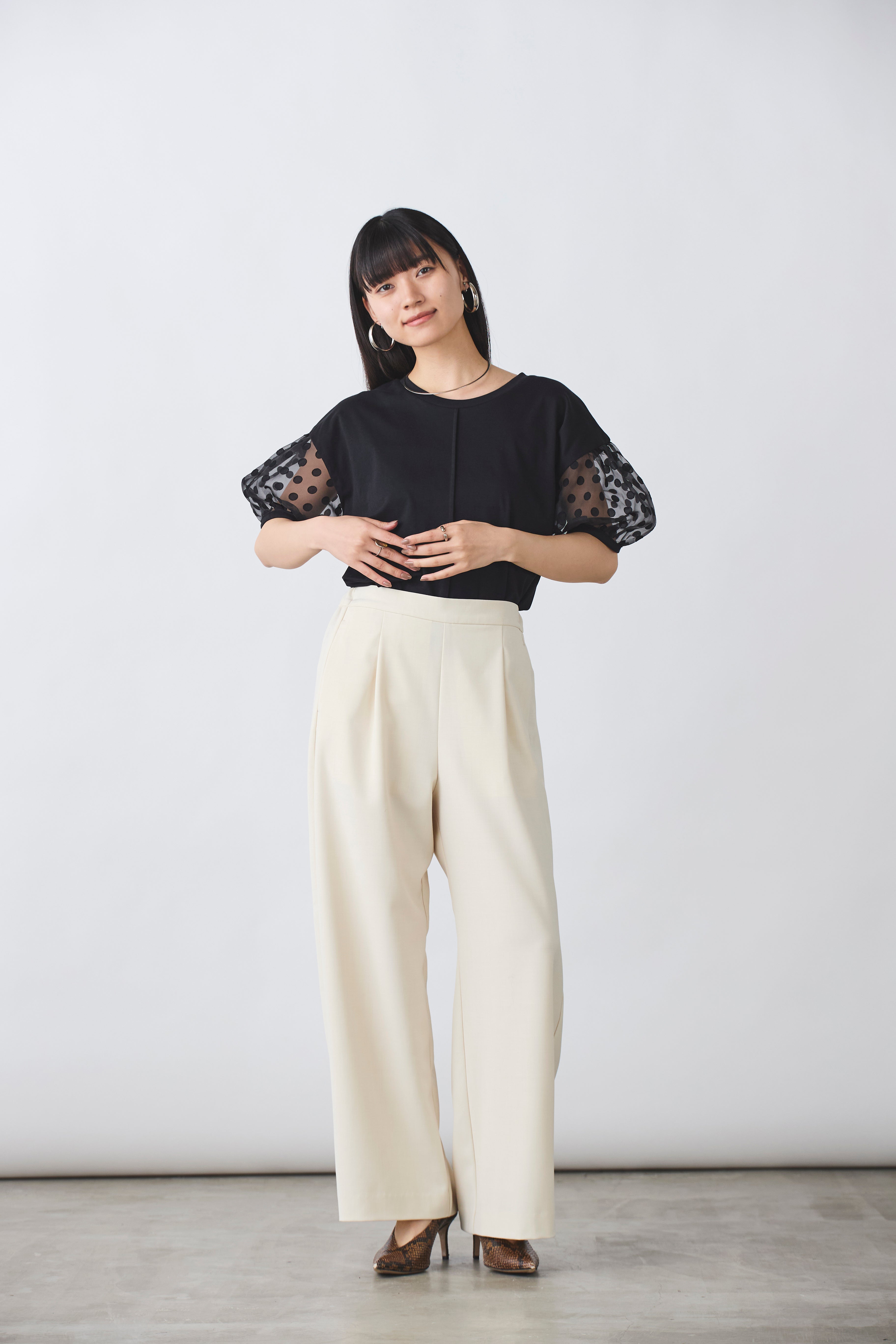 カットソー×ドットシースルートップス(6245-330)