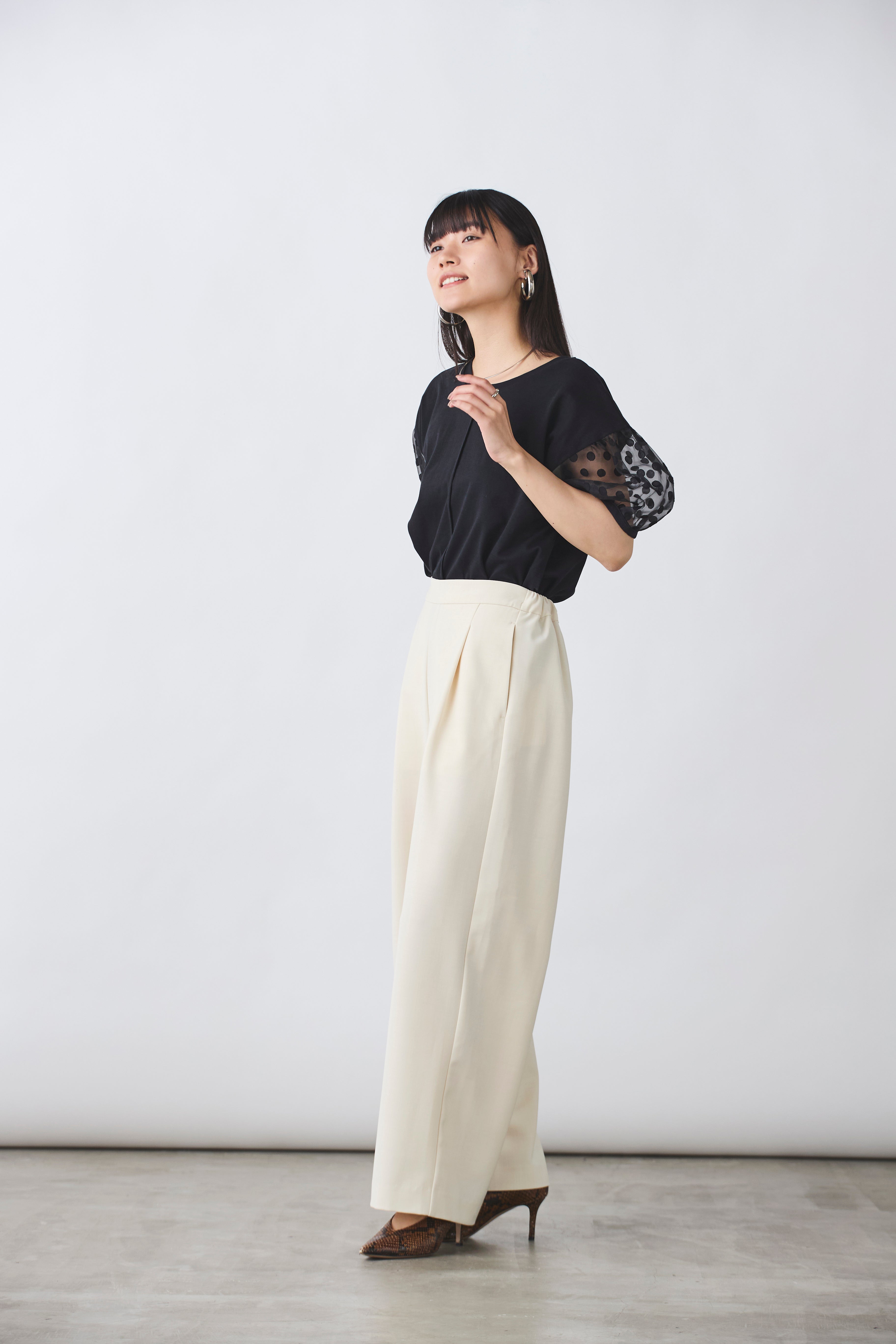 カットソー×ドットシースルートップス(6245-330)