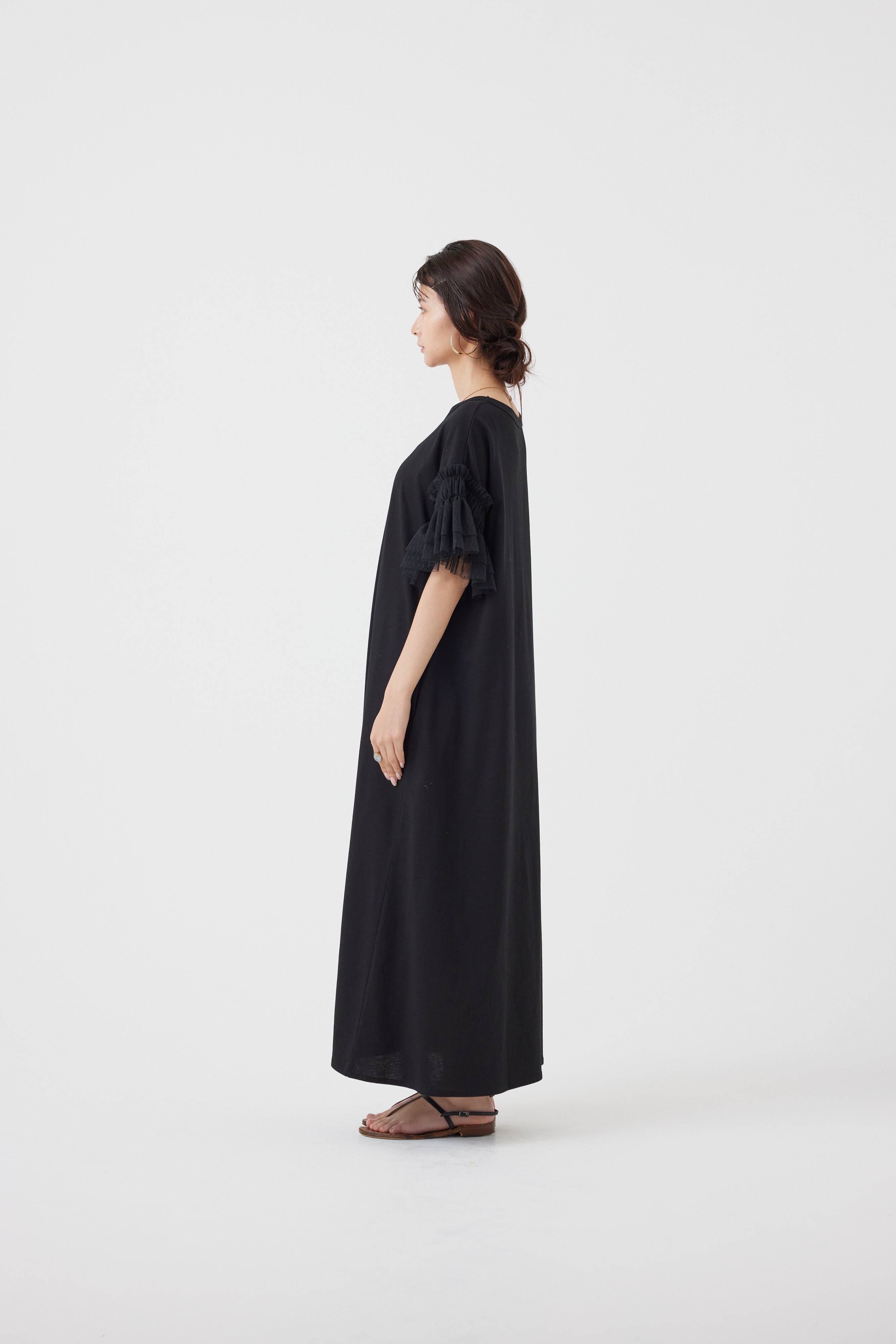 メッシュ袖マキシワンピース(6251-337)