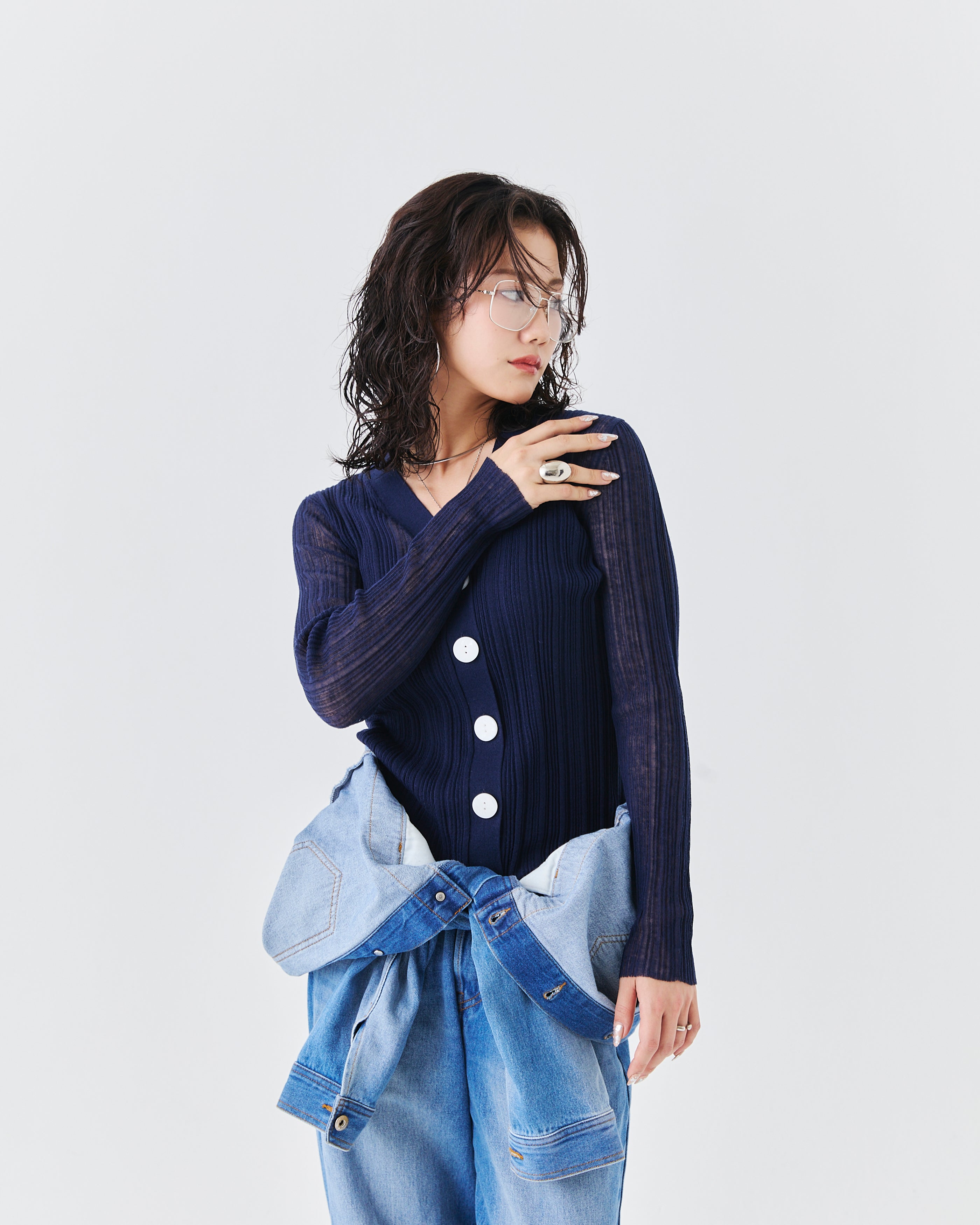 【comming soon】ランダムリブニットカーディガン(6266-340)