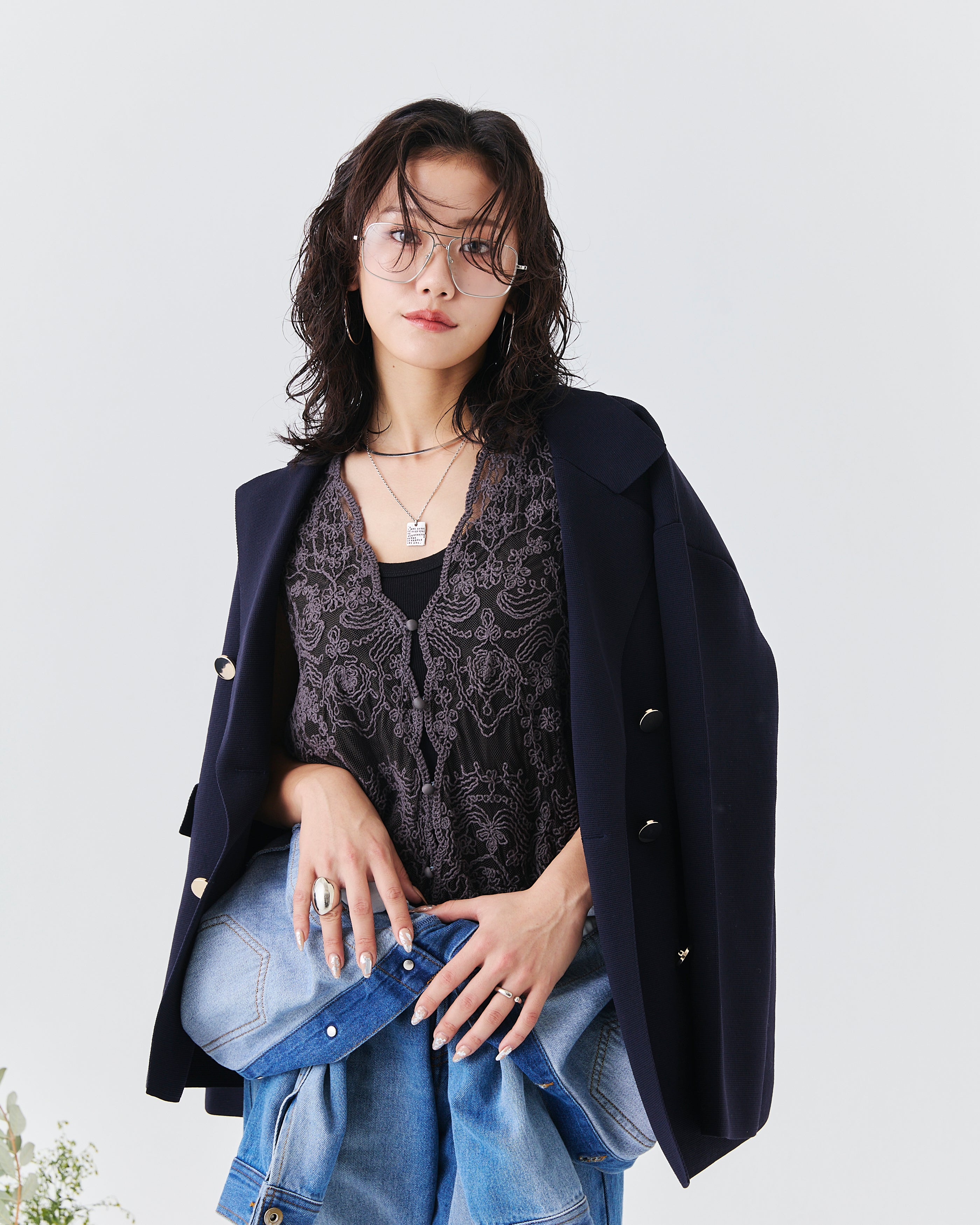 【comming soon】立体コード刺繍レース ベスト(6266-333)