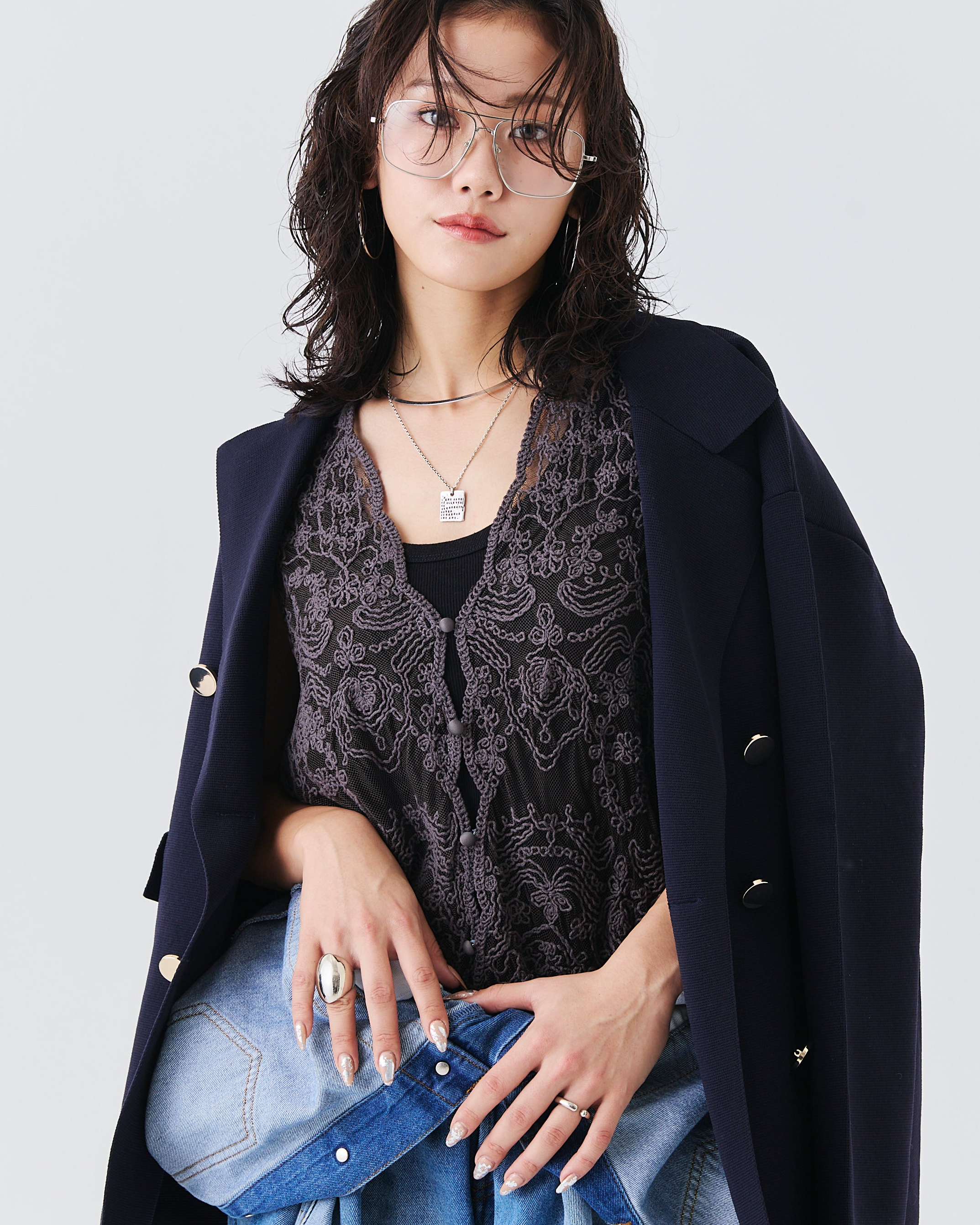 【comming soon】立体コード刺繍レース ベスト(6266-333)