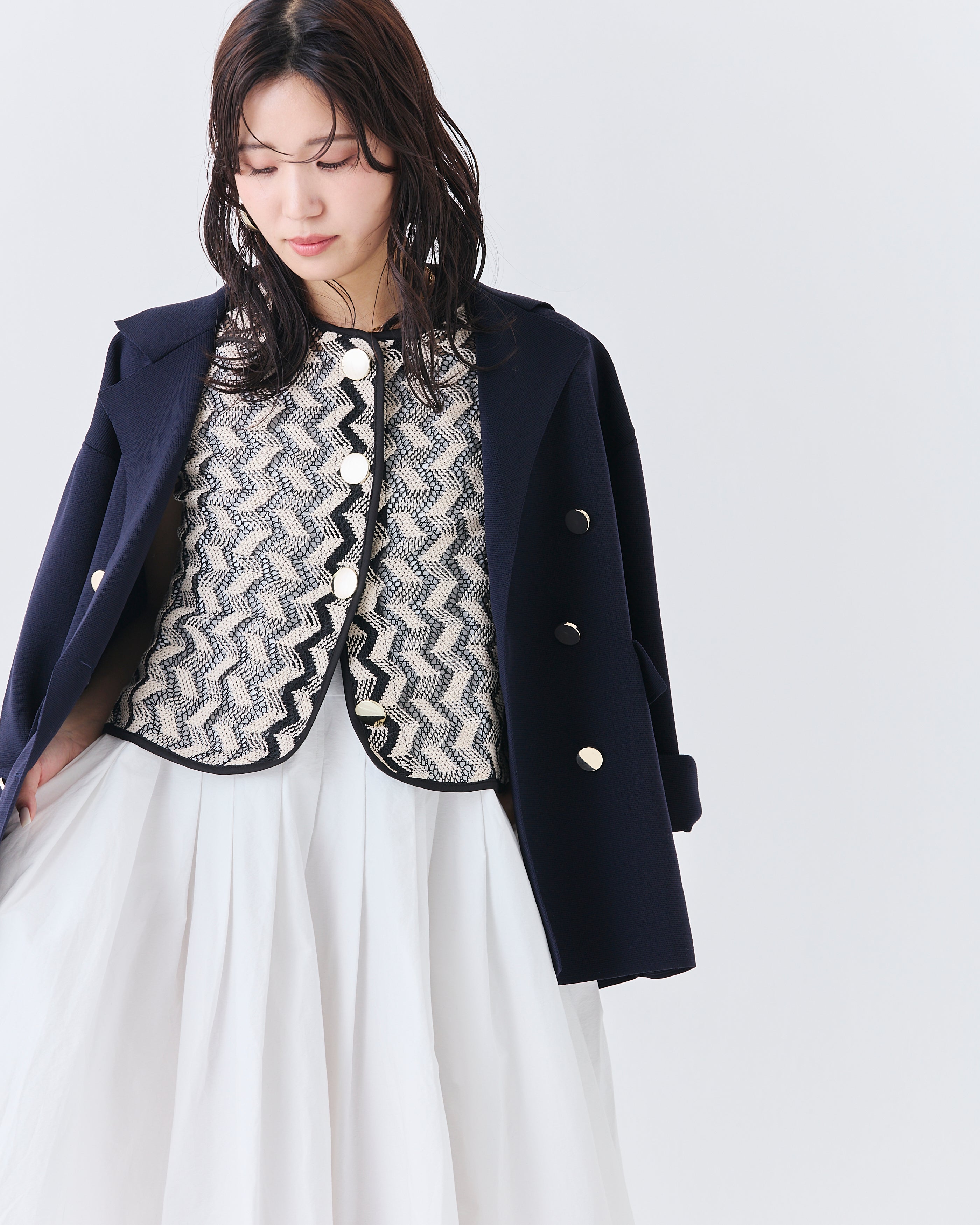 ジェオメトリックレースベスト(6265-553)