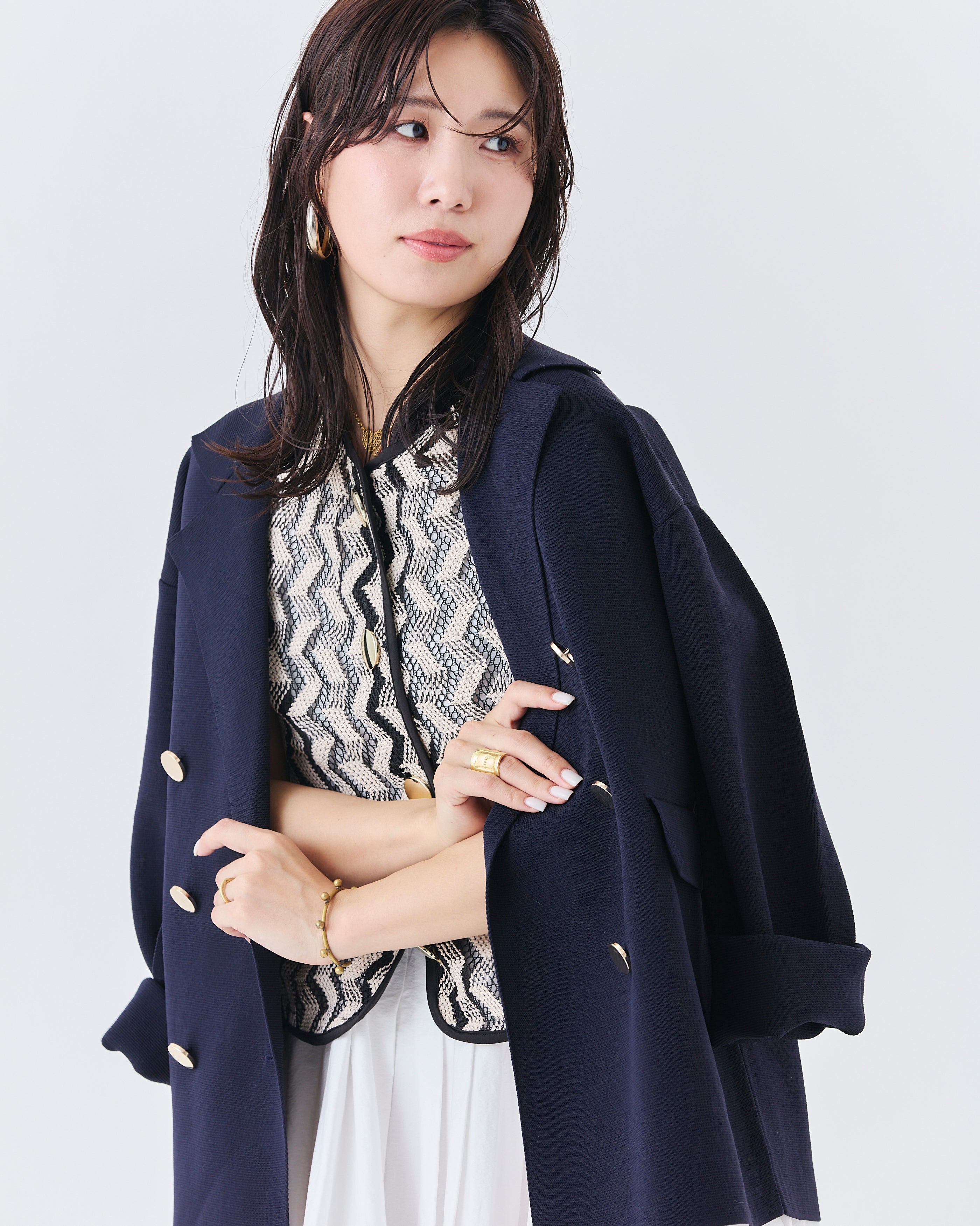 ジェオメトリックレースベスト(6265-553)