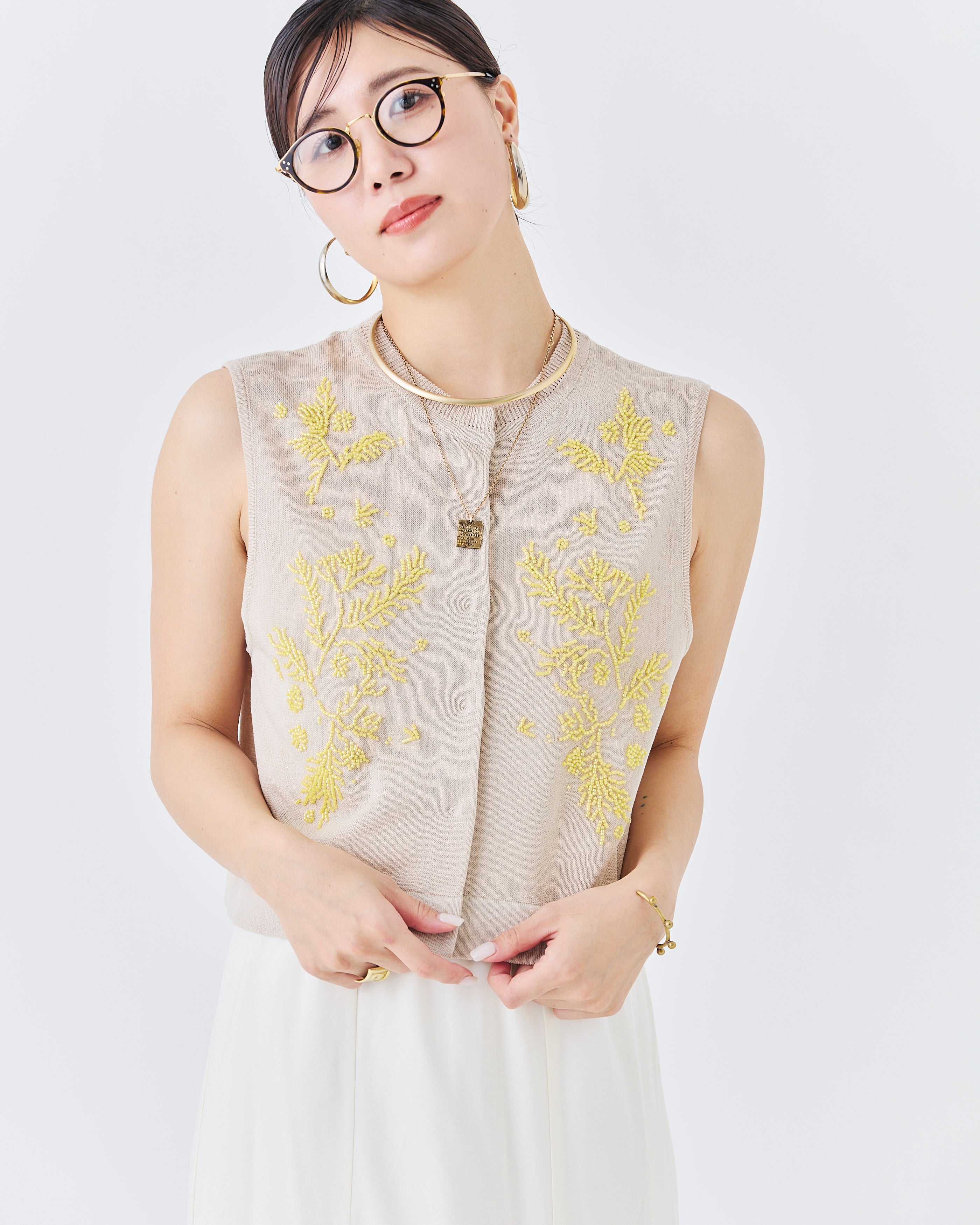 ビーズ刺繍ニットベスト(6266-342)