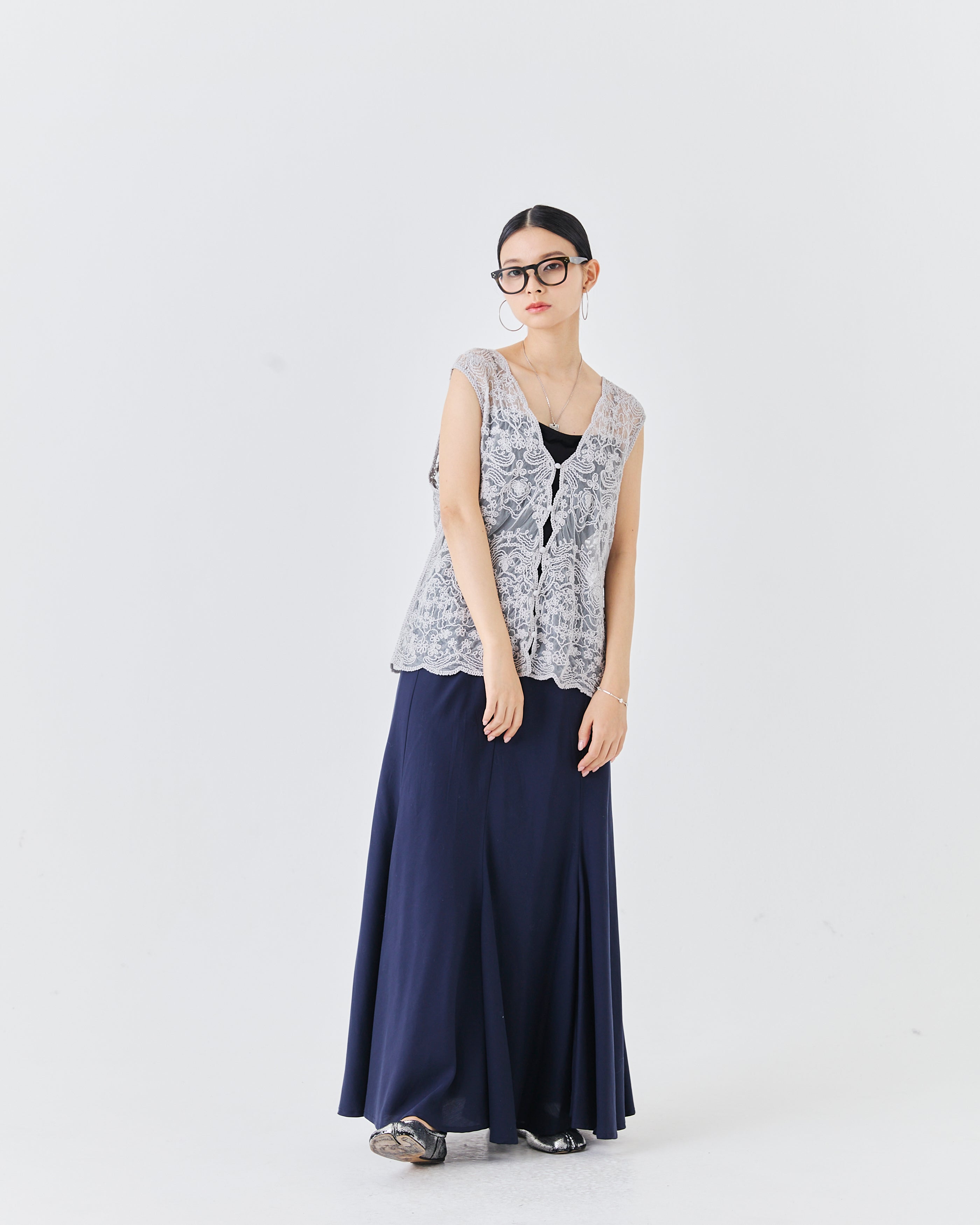【comming soon】立体コード刺繍レース ベスト(6266-333)