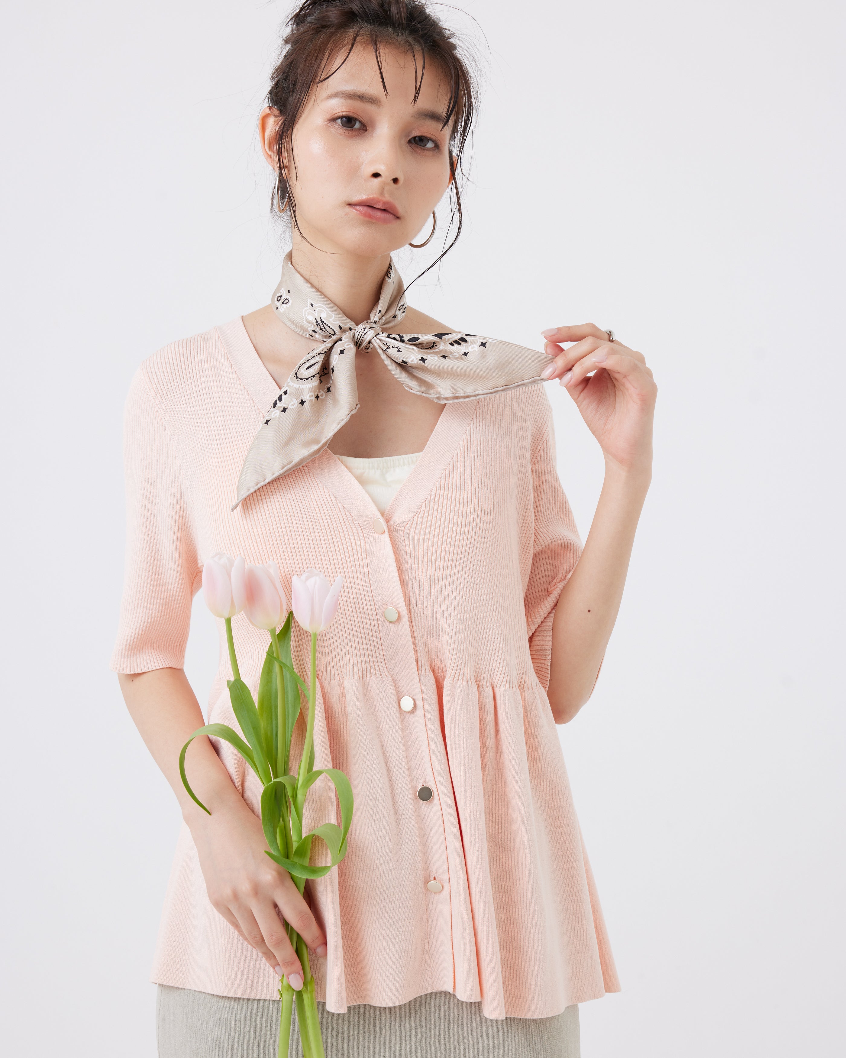 【予約】サマーニット フレアリブトップス(6267-384)