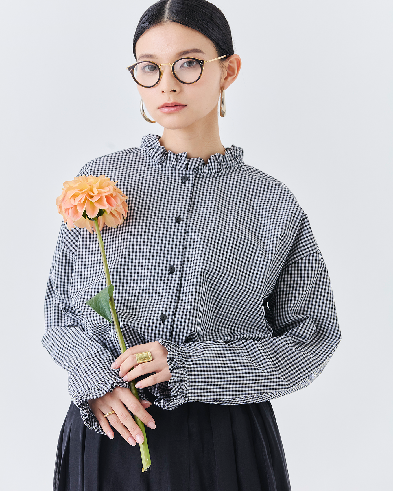 フリルカラーデザインシャツ(6263-498)