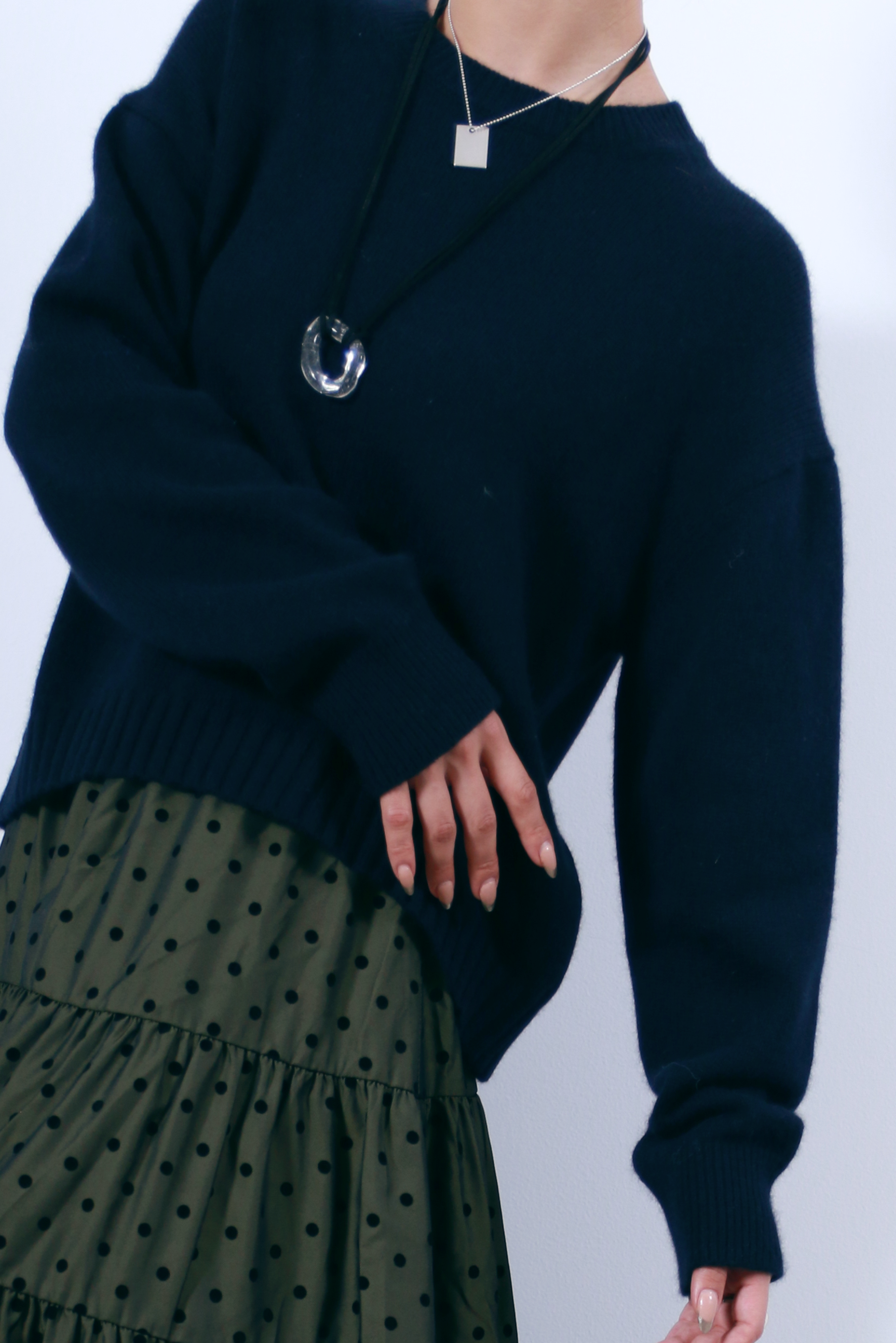 ラクーン混ベーシックプルオーバーニットトップス(6263-531)