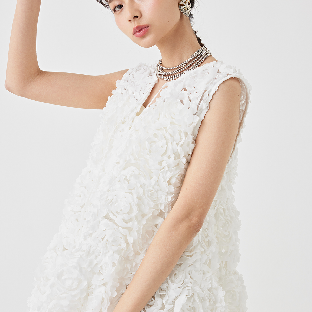 追加販売】フローラルシアーフレアトップス(6251-370SH)