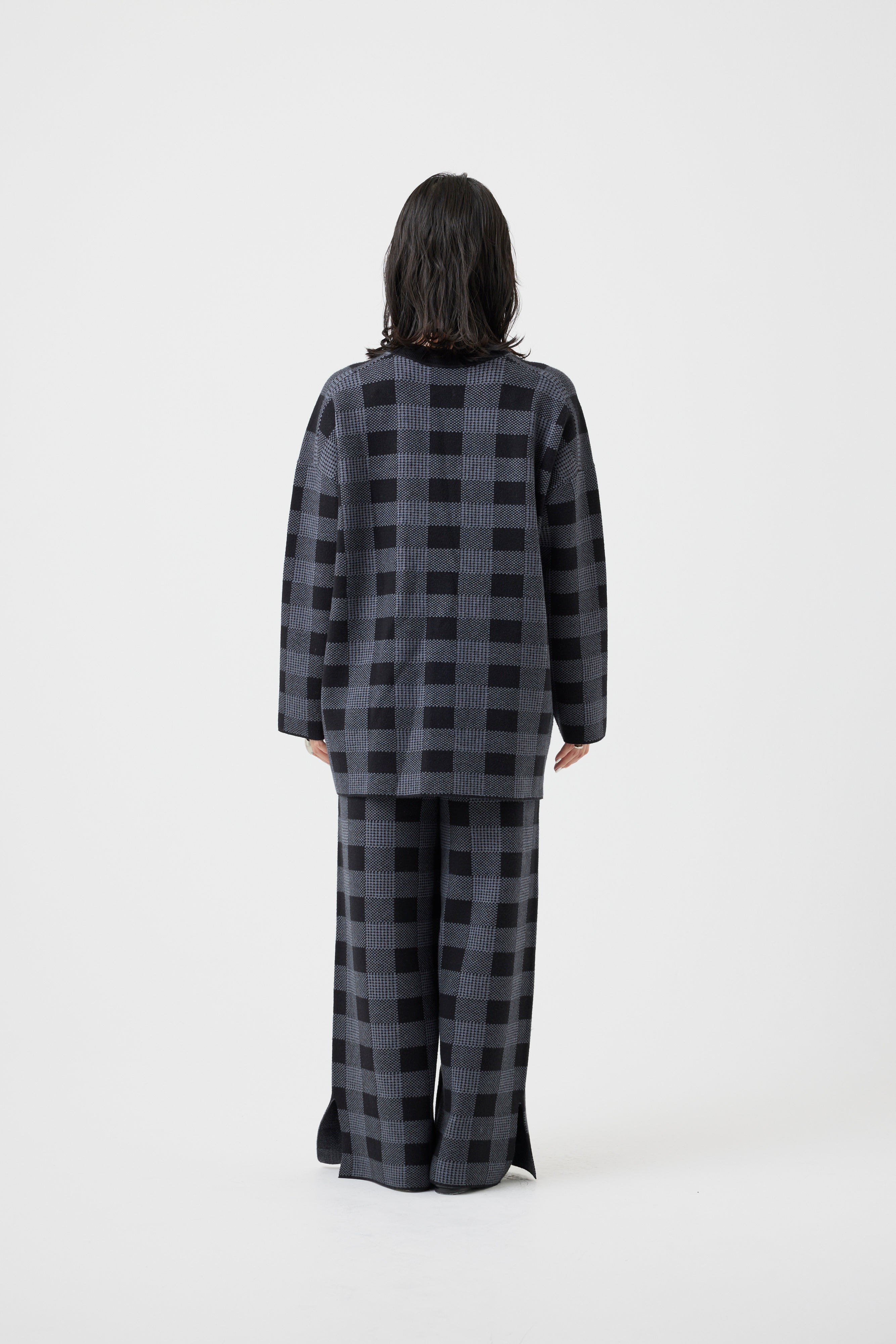 ミラノリブチェックカーディガン(6262-464)