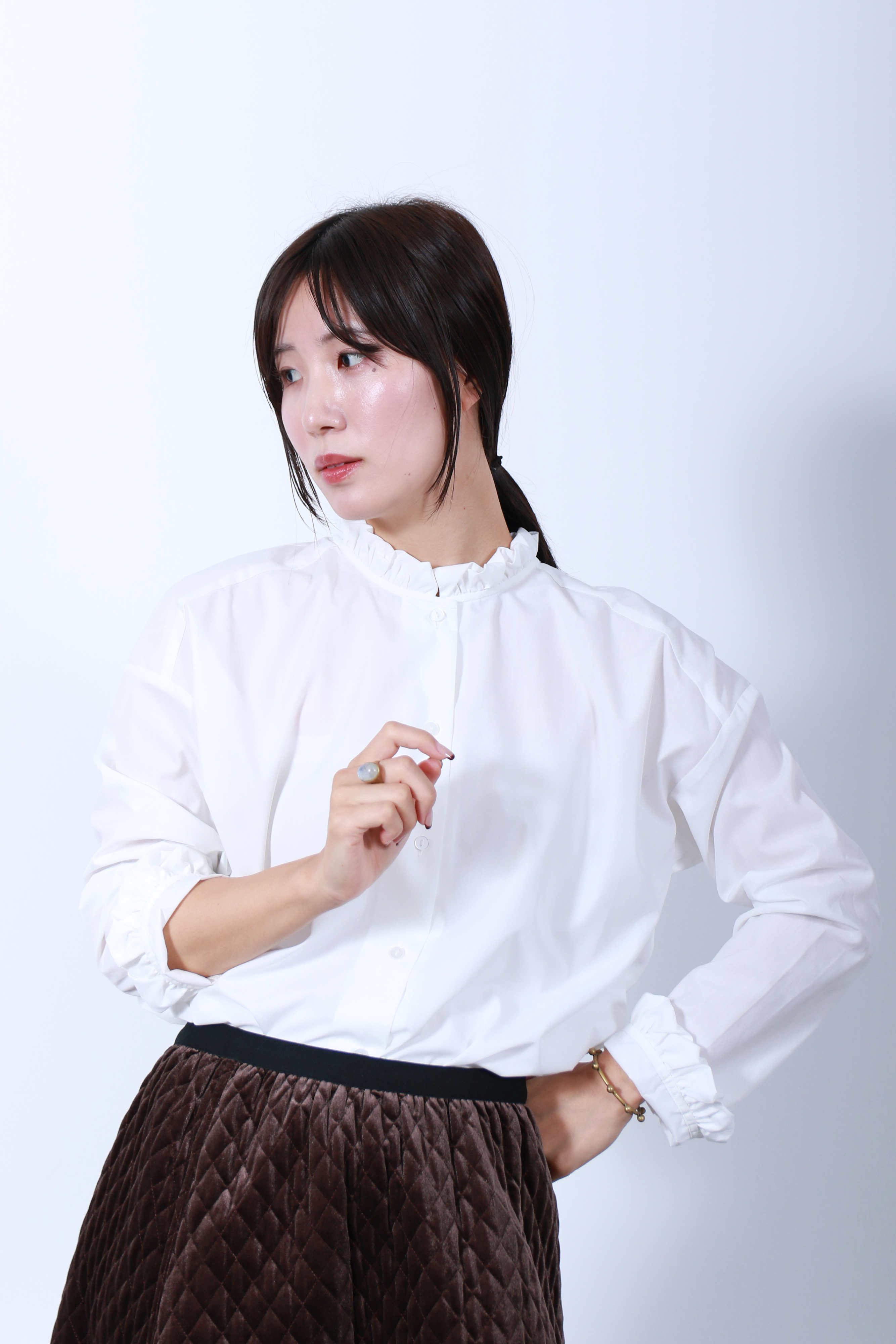 フリルカラーデザインシャツ(6263-498)