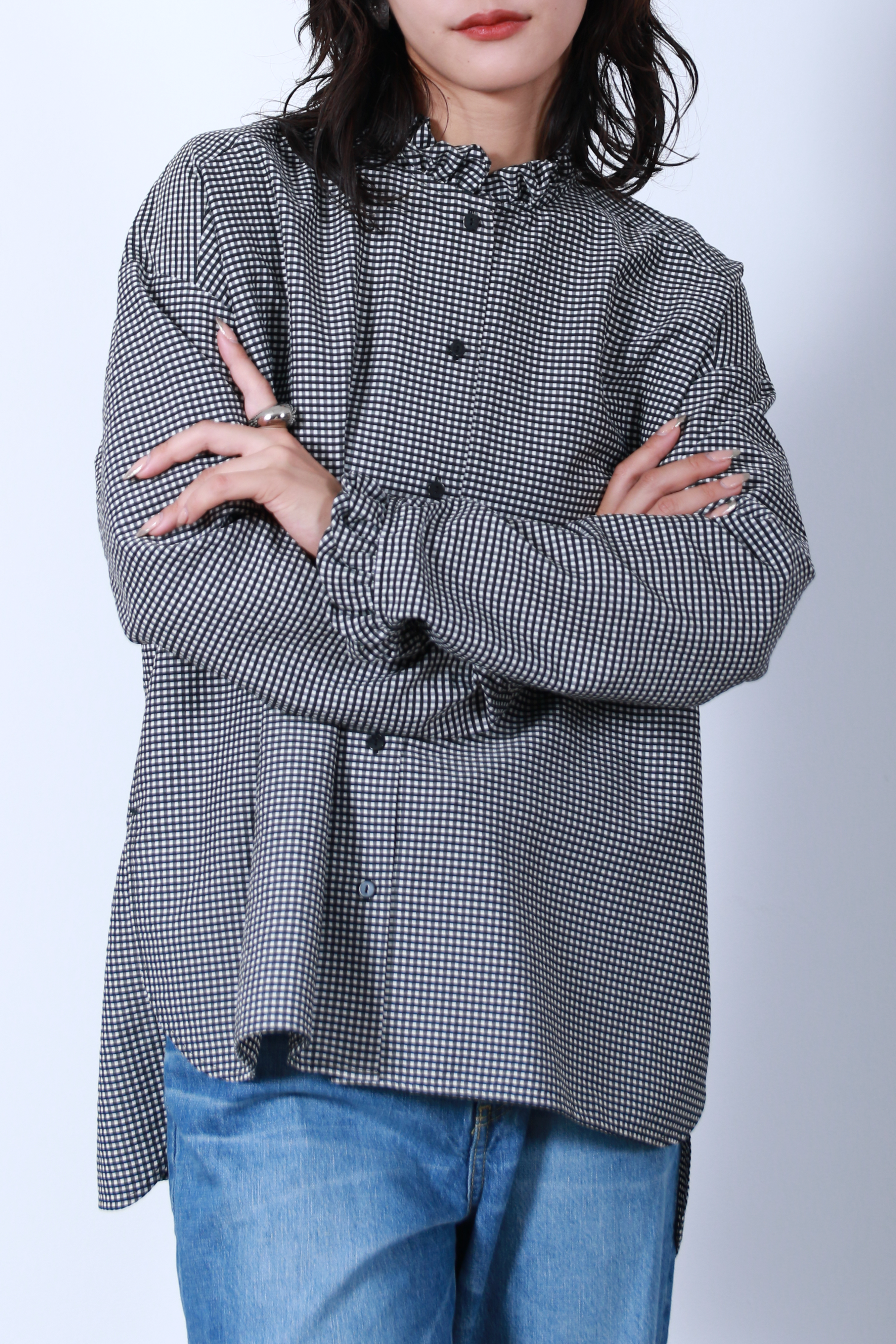 フリルカラーデザインシャツ(6263-498)