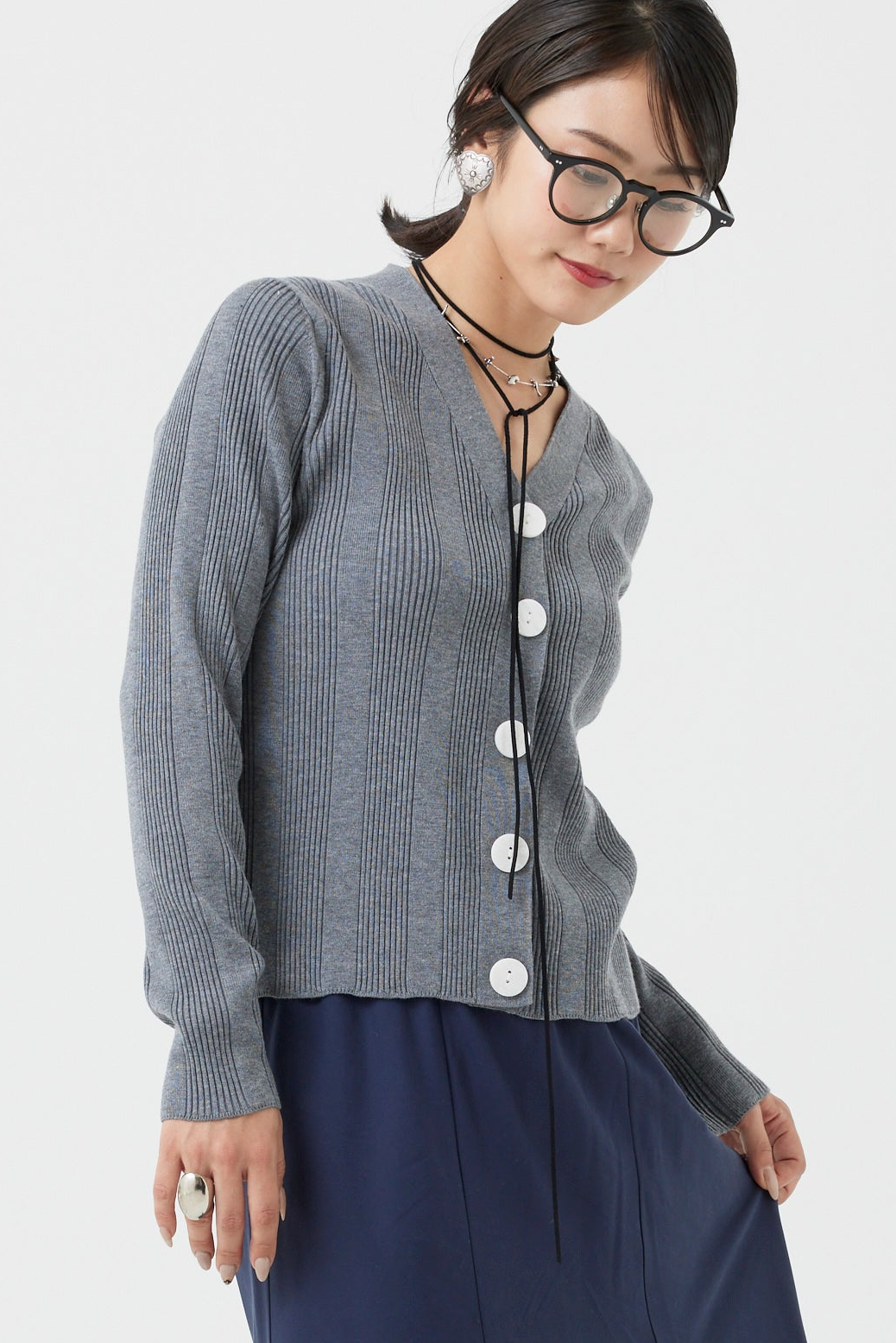 リブ編みカーディガン(6262-461)
