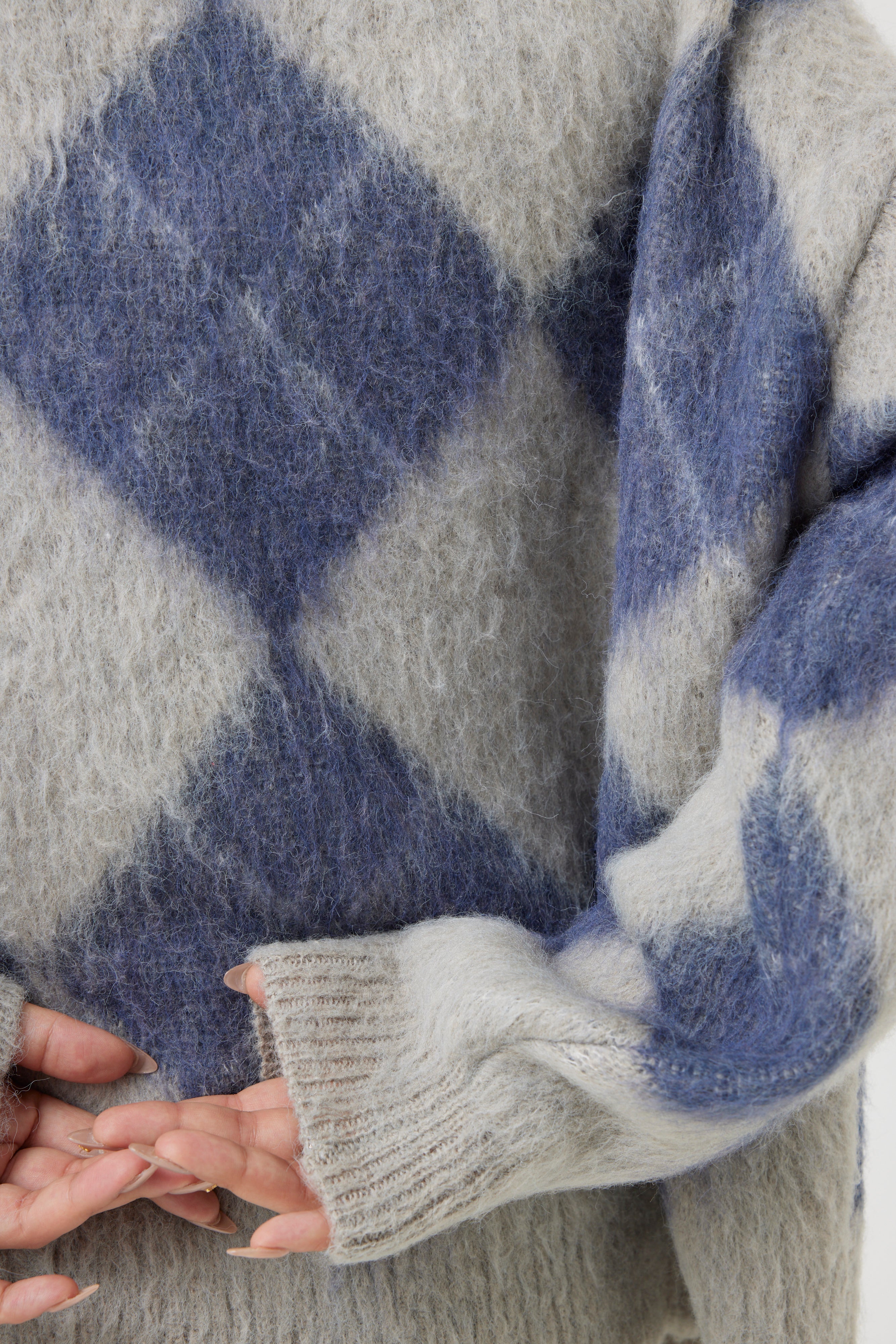 アーガイル柄モヘアカーディガン(6262-480)