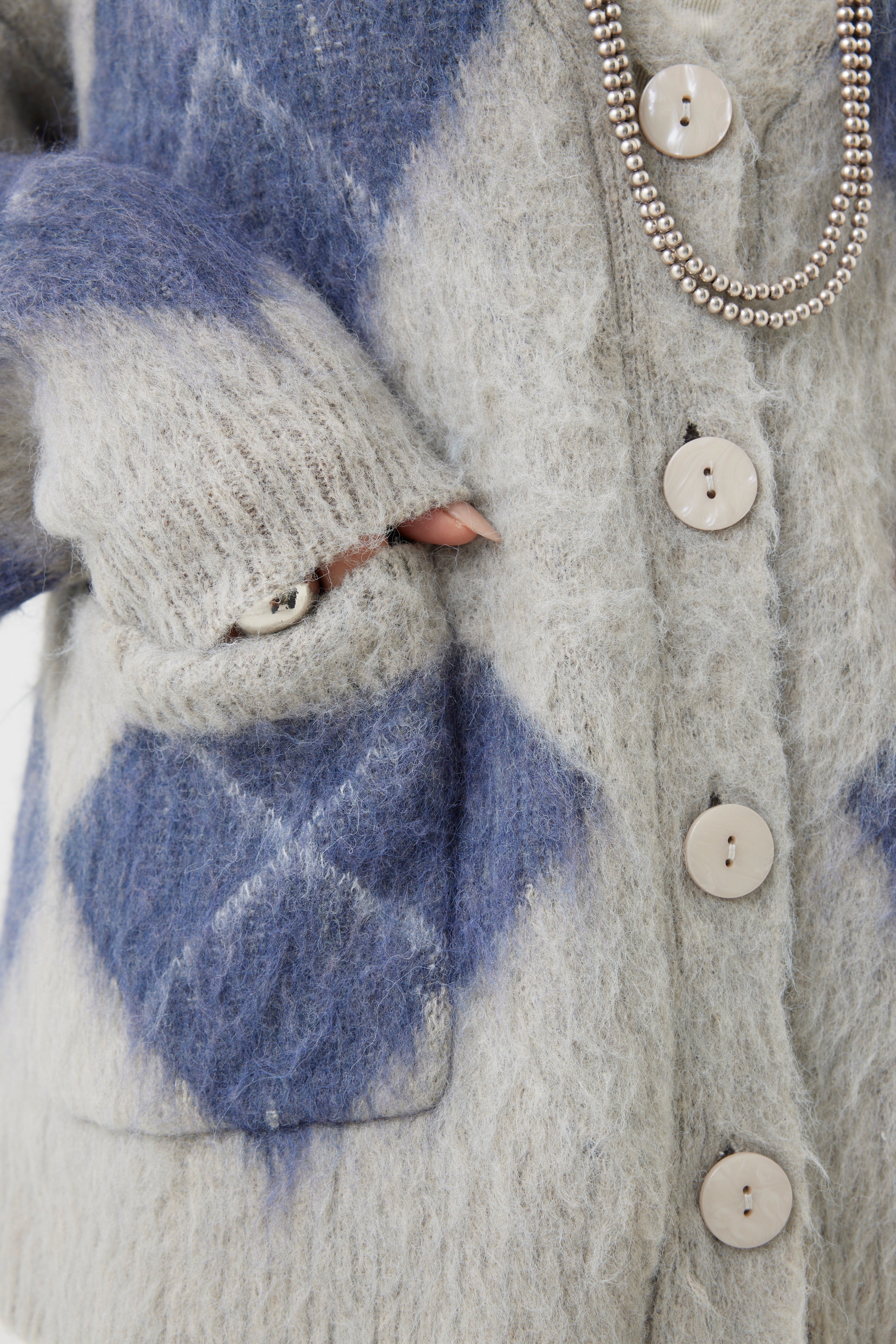 アーガイル柄モヘアカーディガン(6262-480)